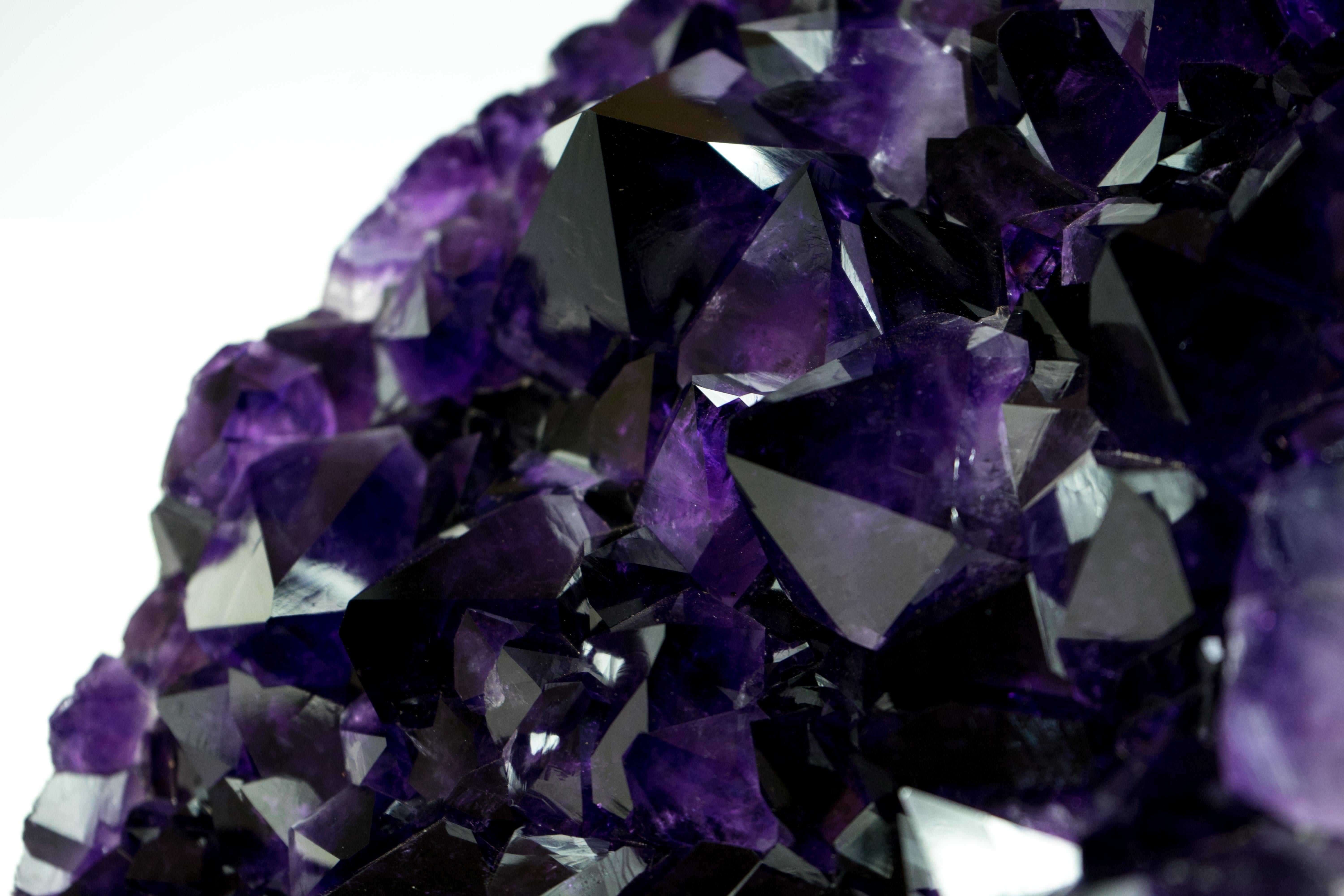 Rare AAA Amethyst Cluster with Large, Luxurious Grape Jelly Purple Druzy Points For Sale 1