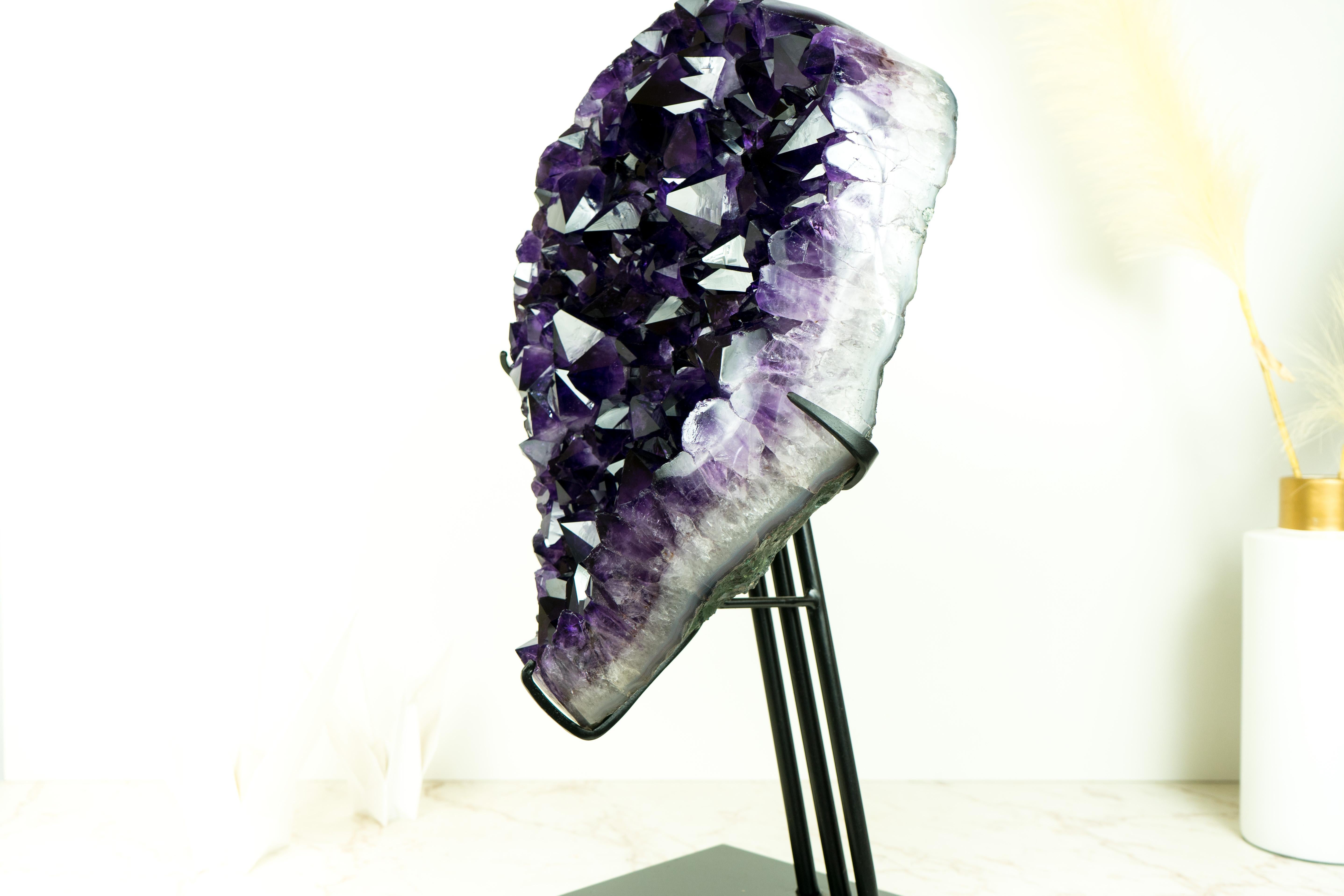 Rare AAA Amethyst Cluster with Large, Luxurious Grape Jelly Purple Druzy Points For Sale 2