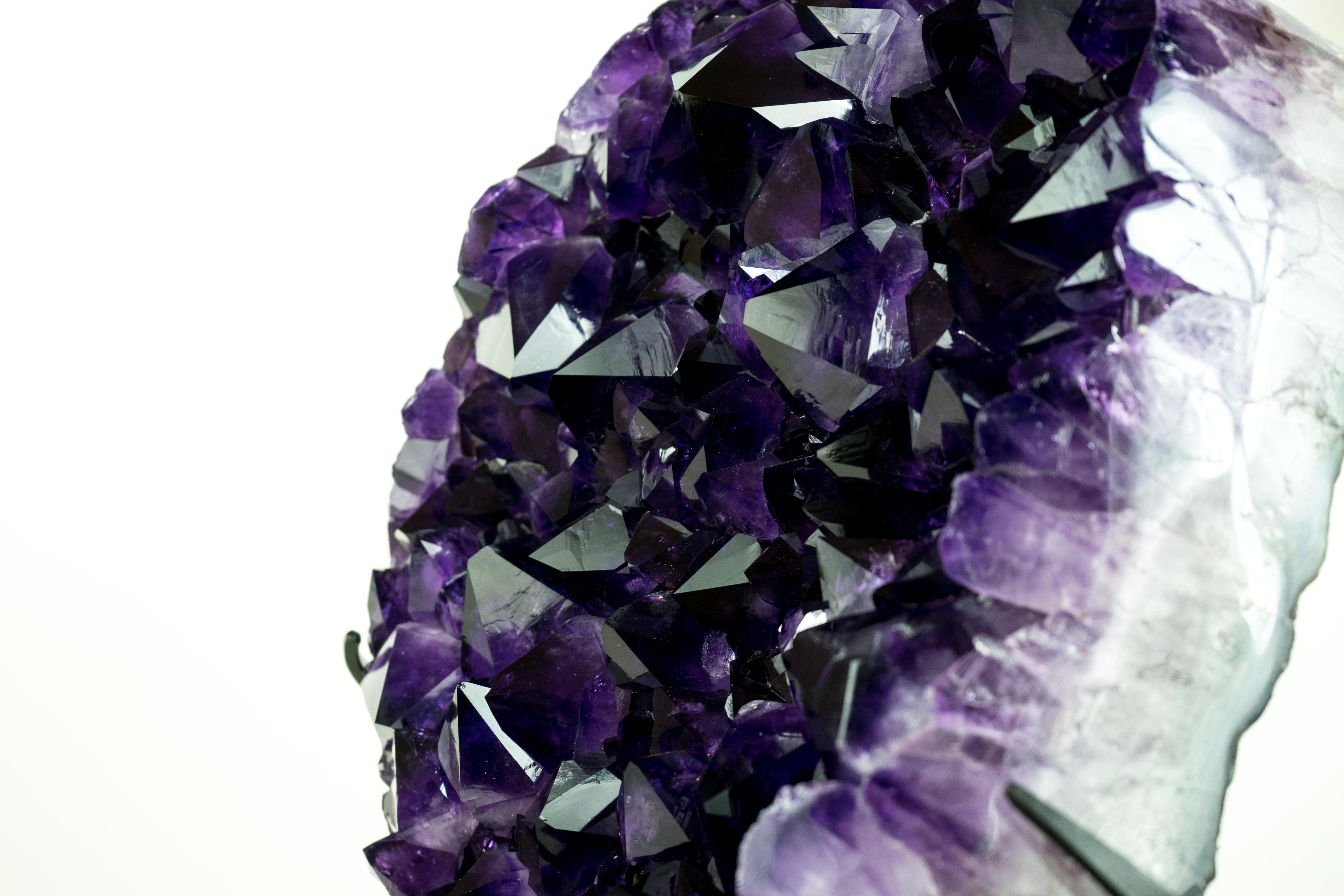 Rare AAA Amethyst Cluster with Large, Luxurious Grape Jelly Purple Druzy Points For Sale 3