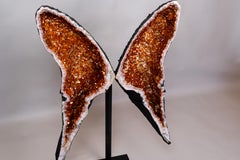 Raro geode a farfalla di citrino AAA con druzy arancione scuro di Madeira