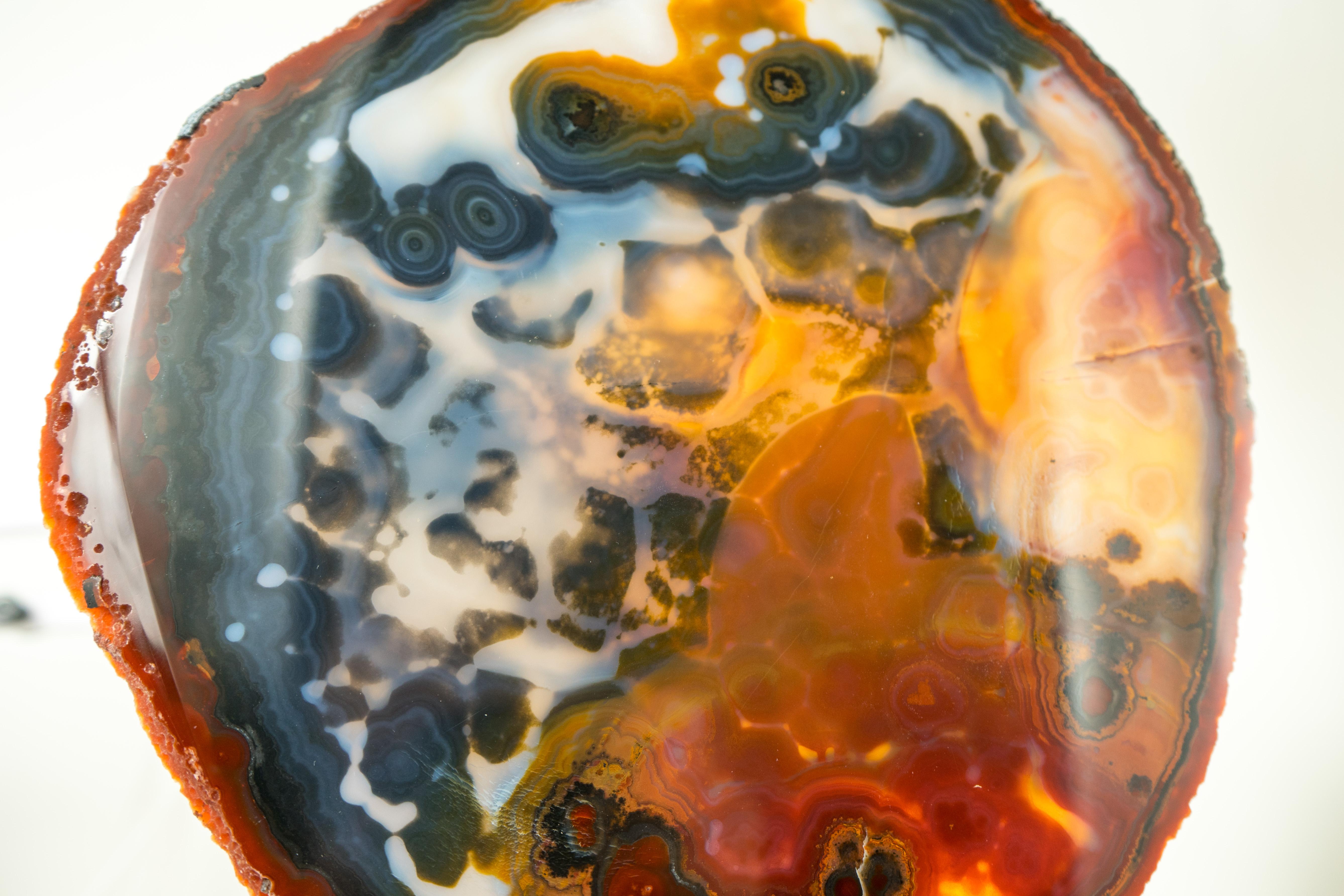 Rare Abstract Agate Slice, a Colorful, All-Natural Yellow, Red and Black Agate  For Sale 10