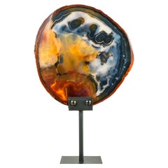 Rare Abstract Agate Slice, a Colorful, All-Natural Yellow, Red and Black Agate