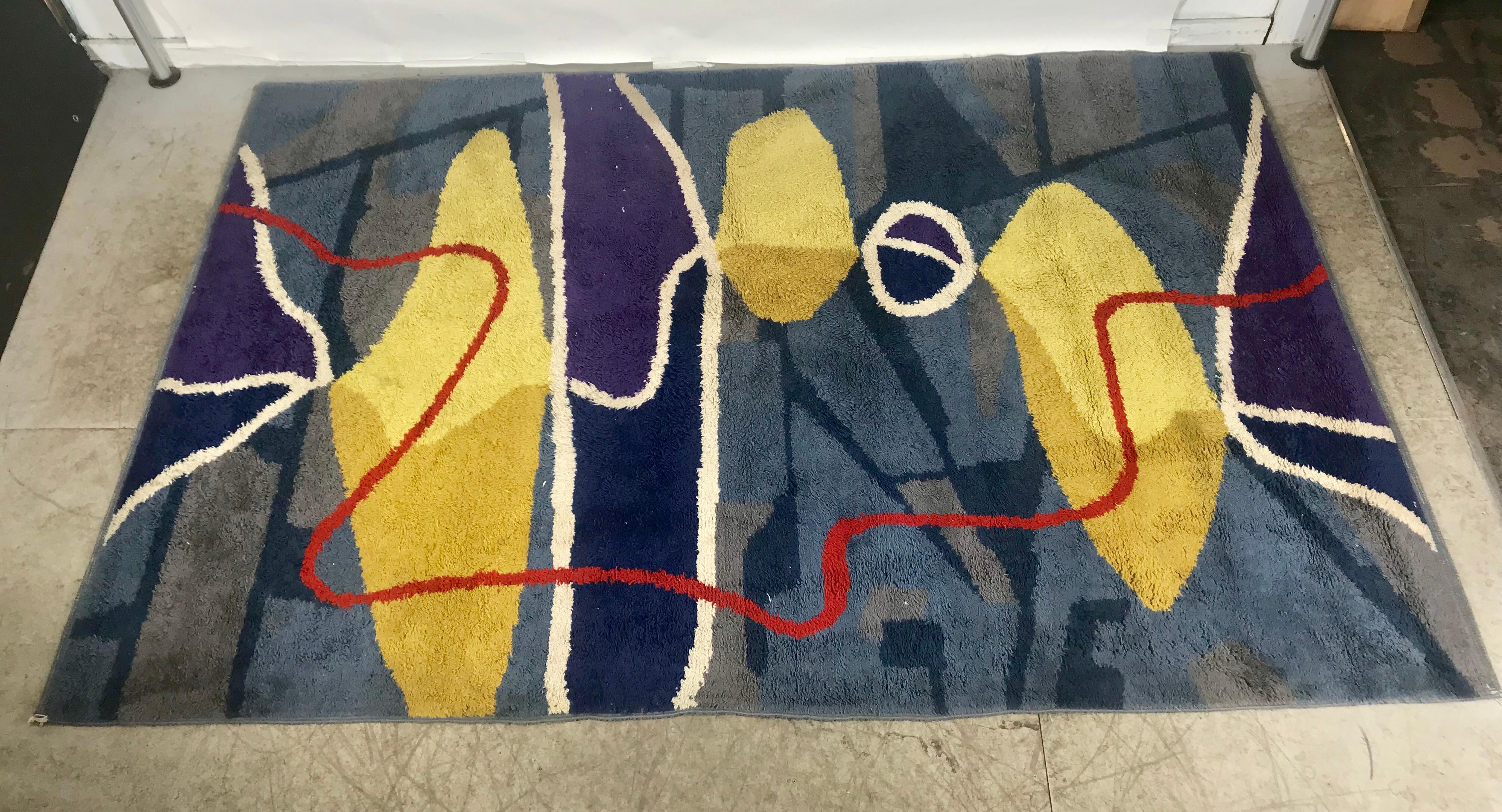 Mid-Century Modern Rare Abstract Modernist Morrocan Wool Rug, Artisanat For Sale