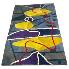 Rare Abstract Modernist Morrocan Wool Rug, Artisanat