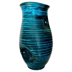 rare Accolay asymmetrical pinched vase in enamelled ceramic, Gallic model 1960