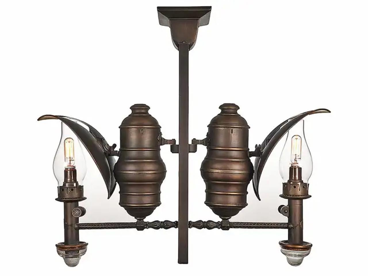 Victorian Rare Adams and Westlake Railroad Double Postal-Car Lamp For Sale