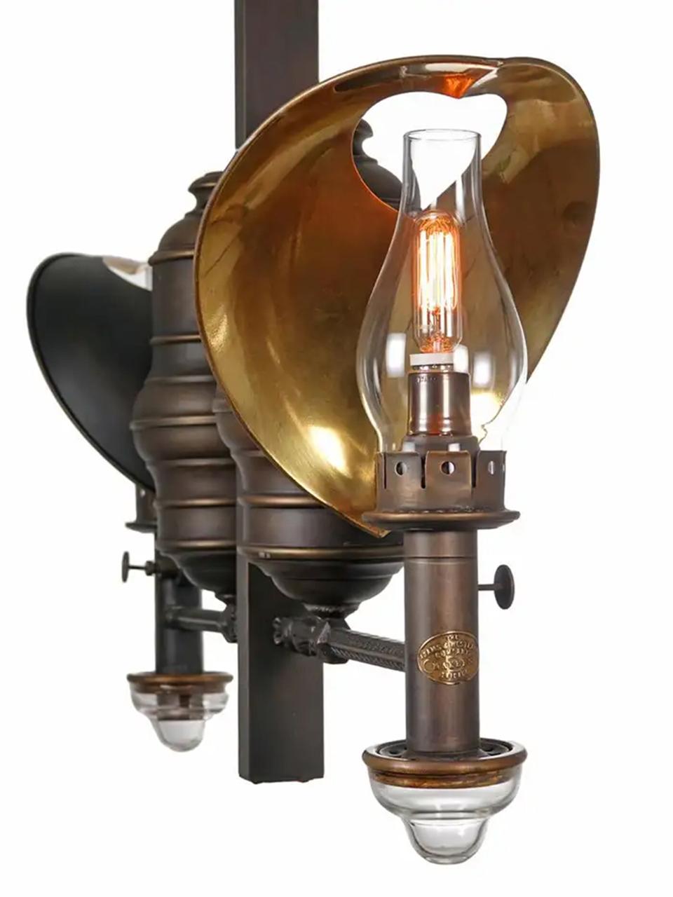 American Rare Adams and Westlake Railroad Double Postal-Car Lamp For Sale