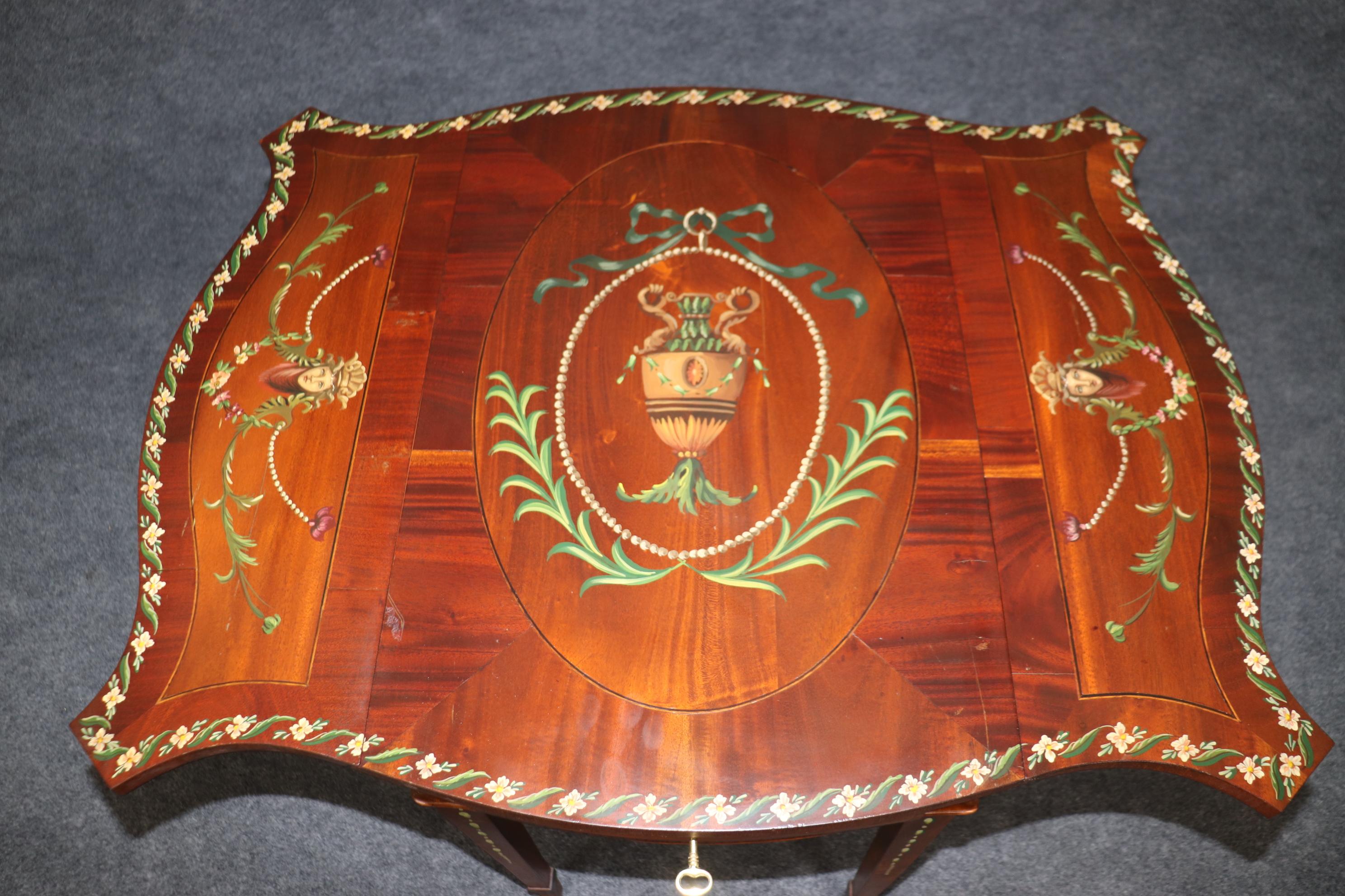 Rare Adams Paint Decorated English Pembroke Table Circa 1920 For Sale 4
