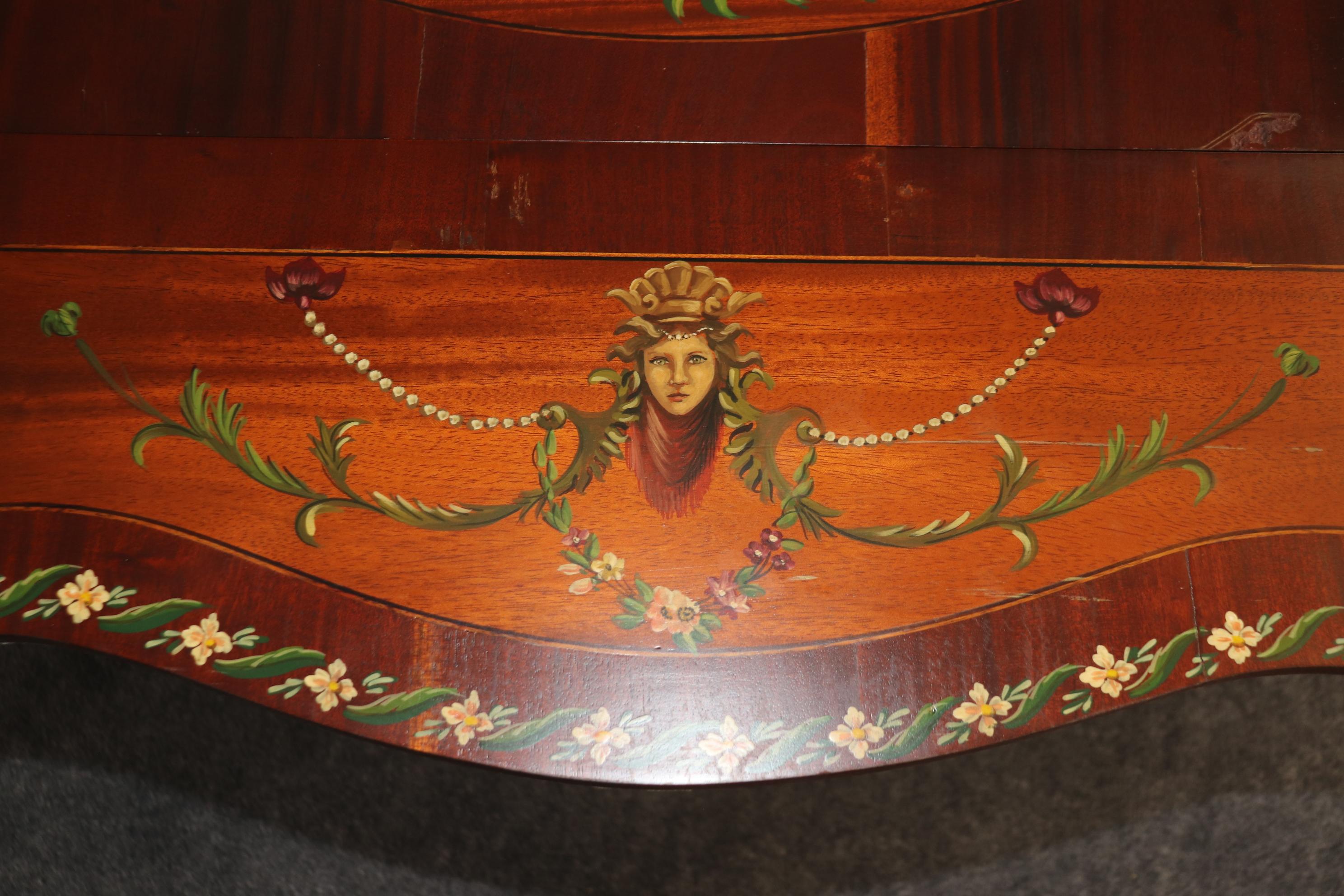 Rare table Pembroke anglaise décorée à la peinture par Adams Circa 1920 en vente 9