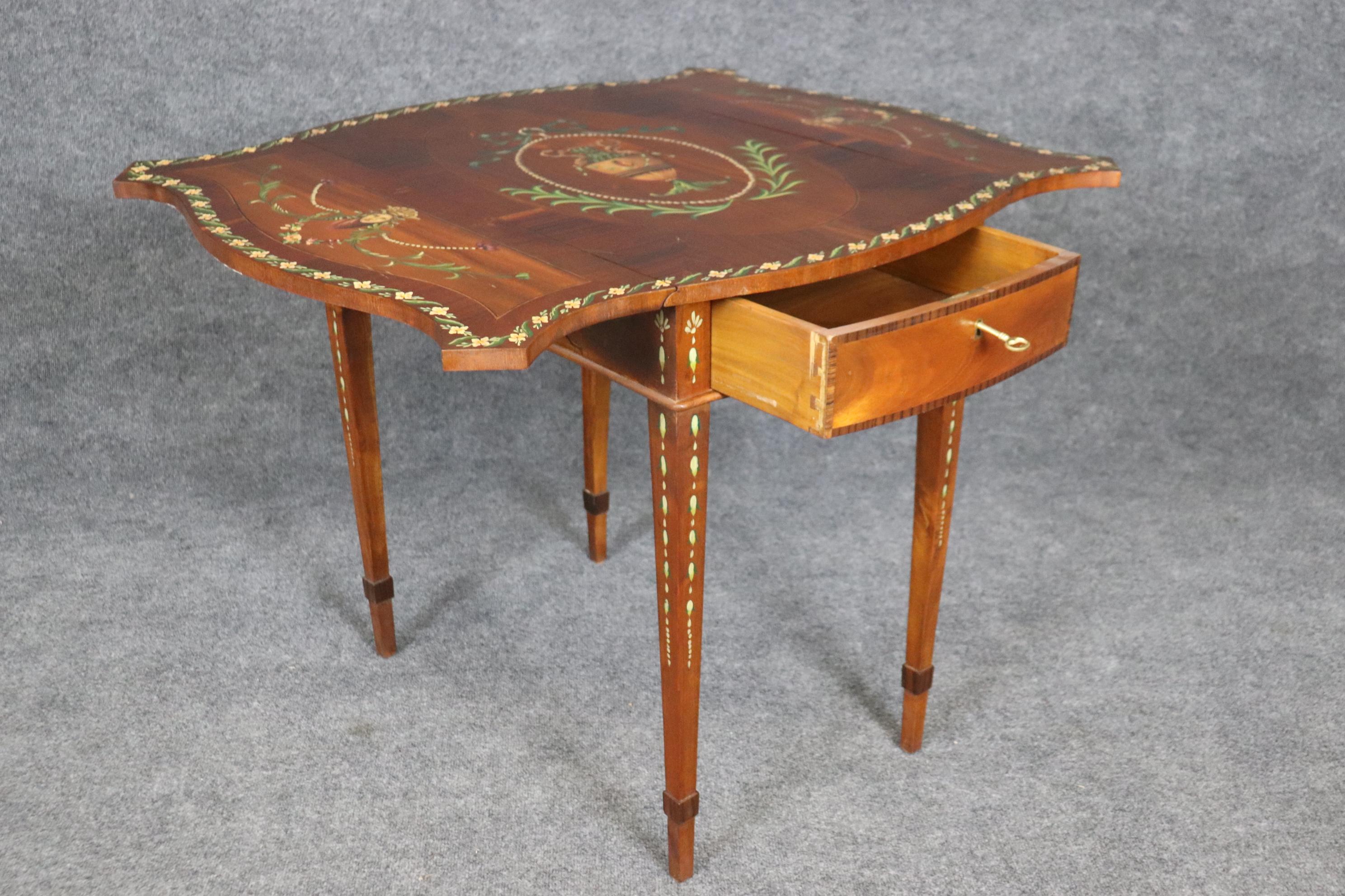 Style Adam Rare table Pembroke anglaise décorée à la peinture par Adams Circa 1920 en vente