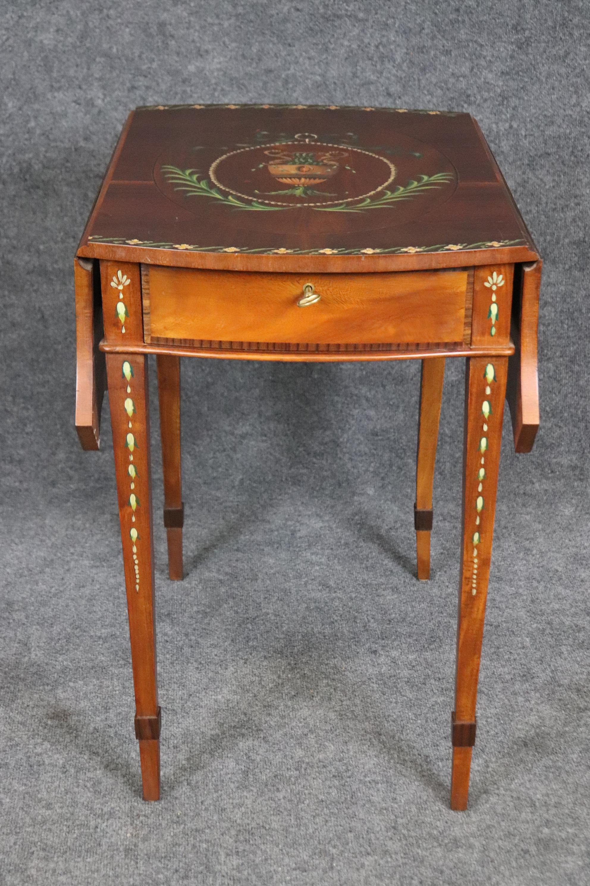 Early 20th Century Rare Adams Paint Decorated English Pembroke Table Circa 1920 For Sale