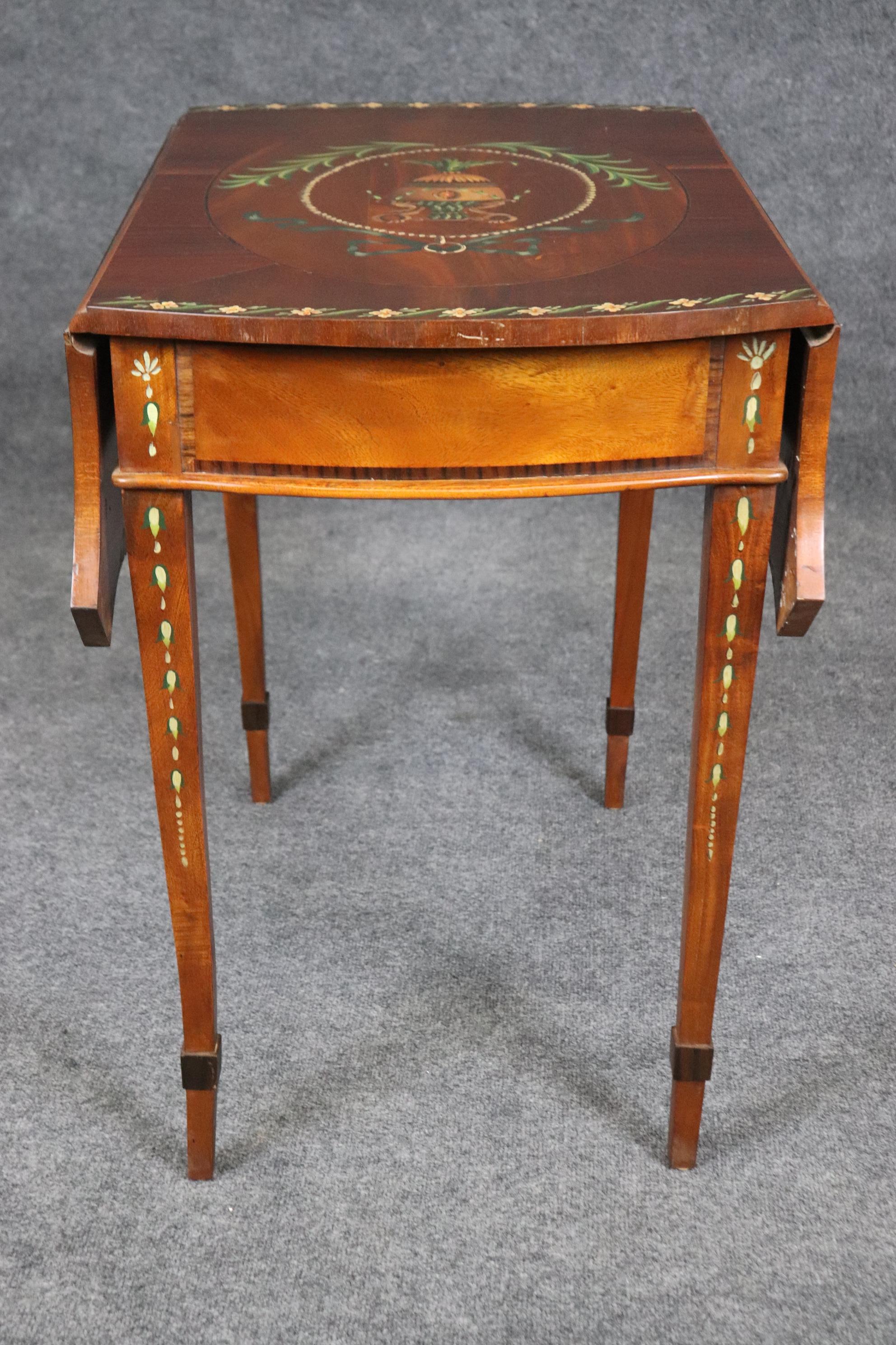 Rare Adams Paint Decorated English Pembroke Table Circa 1920 For Sale 1
