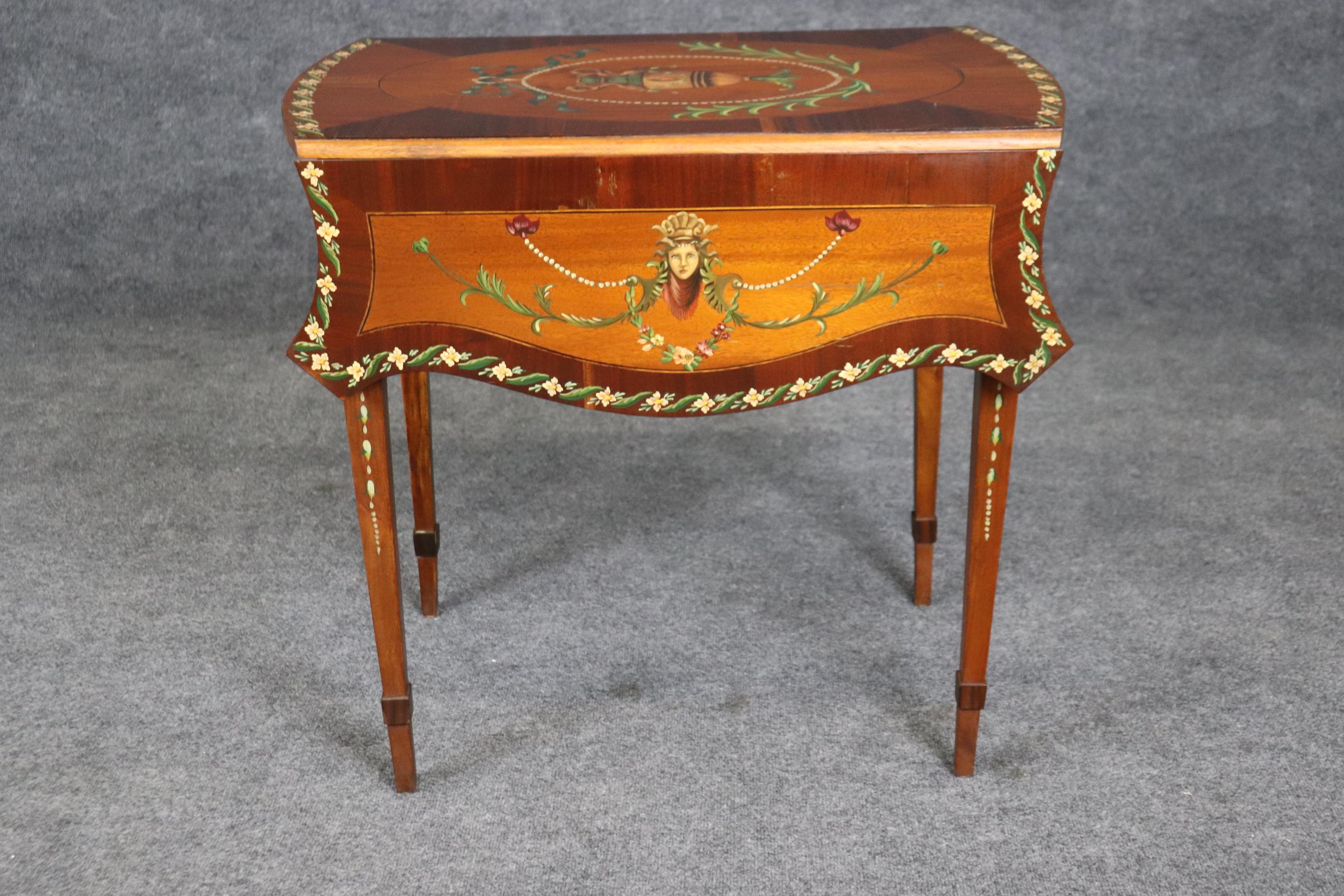 Rare Adams Paint Decorated English Pembroke Table Circa 1920 For Sale 2