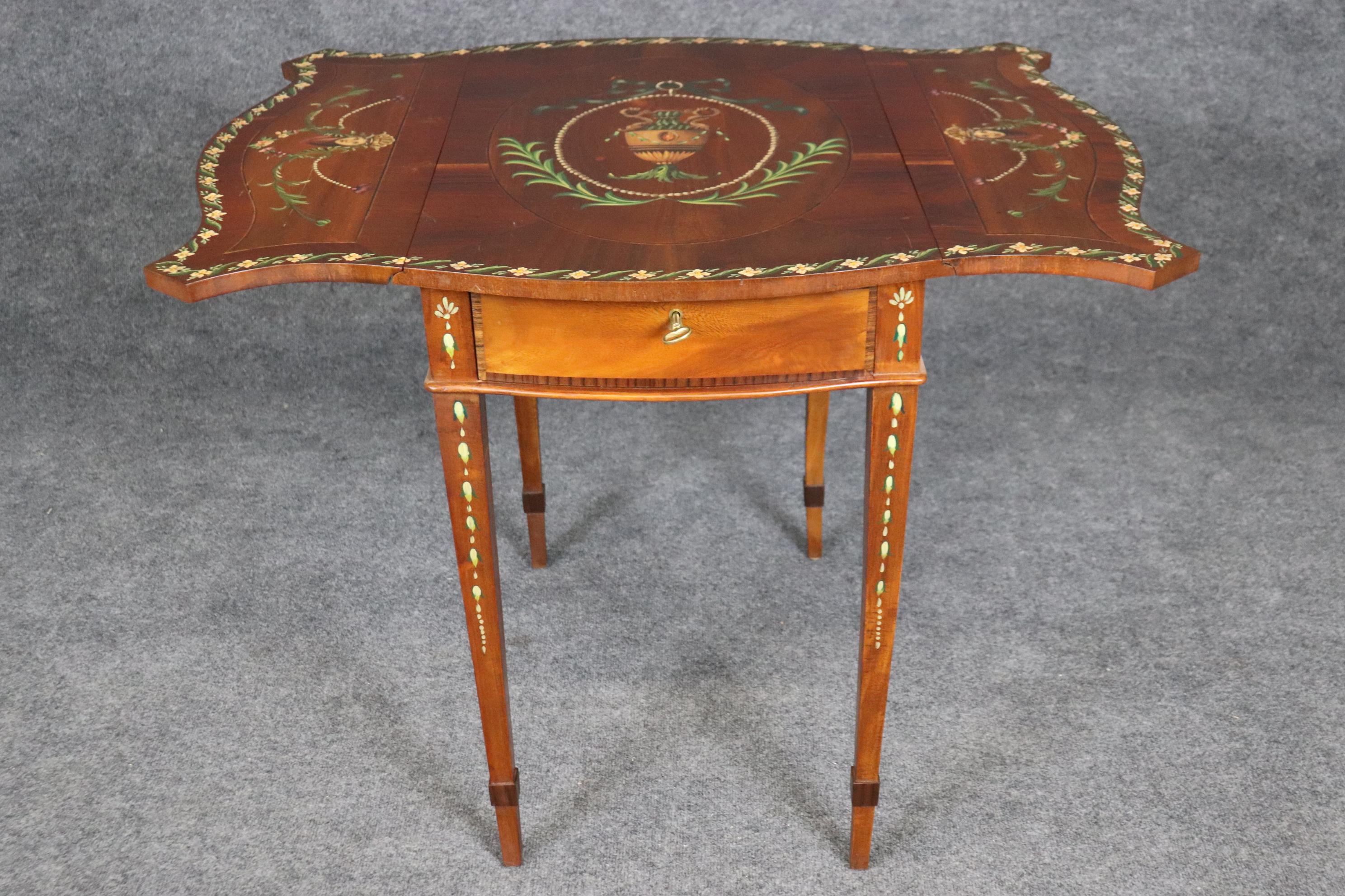 Rare Adams Paint Decorated English Pembroke Table Circa 1920 For Sale 3