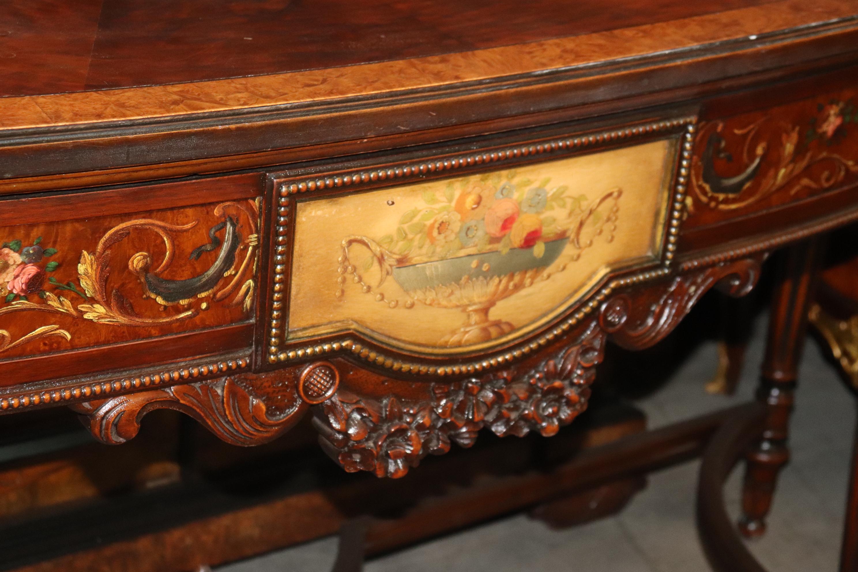 Early 20th Century Rare Adams Paint Decorated Inlaid Berkey and Gay Sideboard Console Table