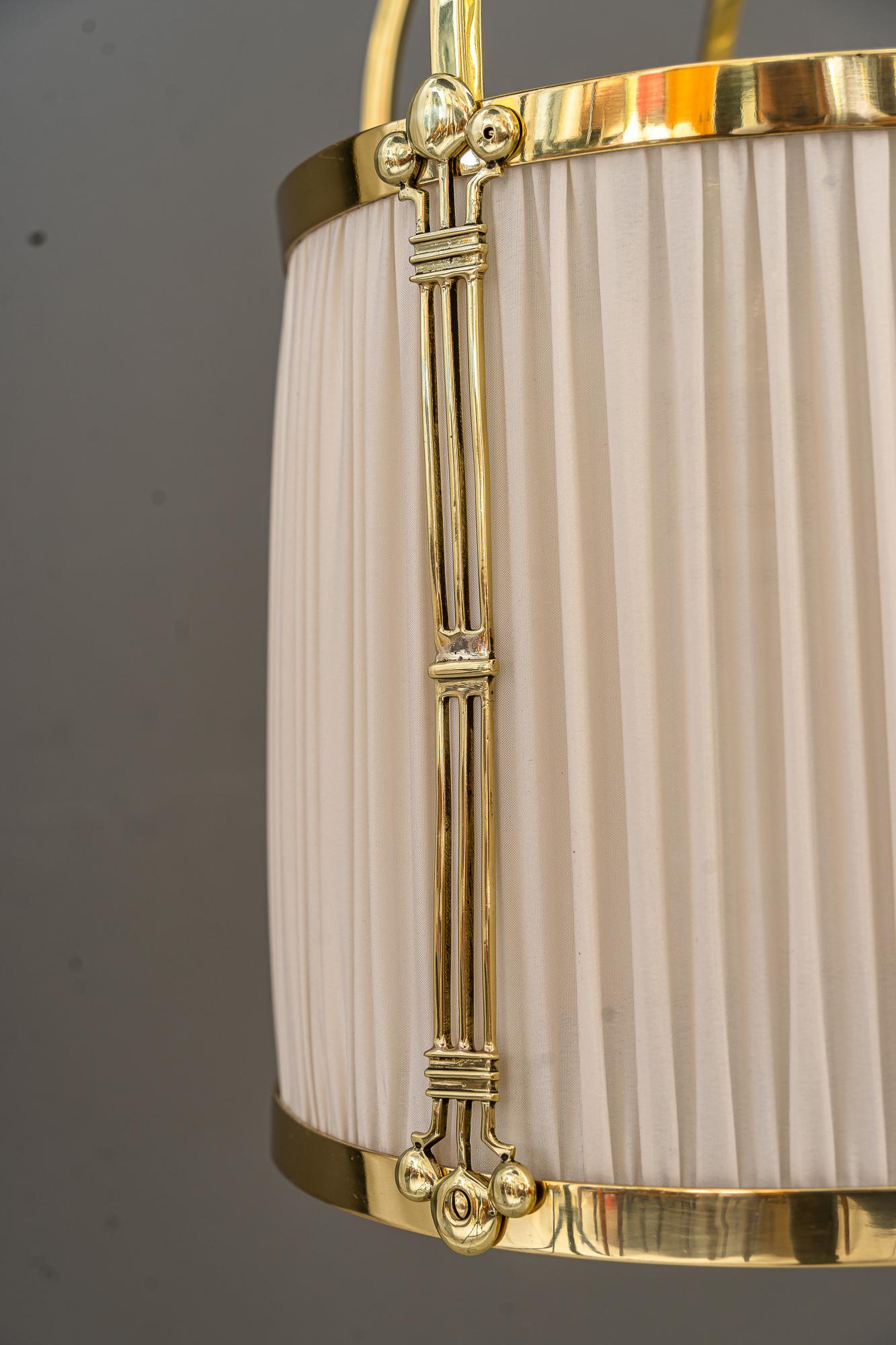 Rare Adjustable Art Deco Chandelier with Fabric Shade Around 1920s For Sale 5