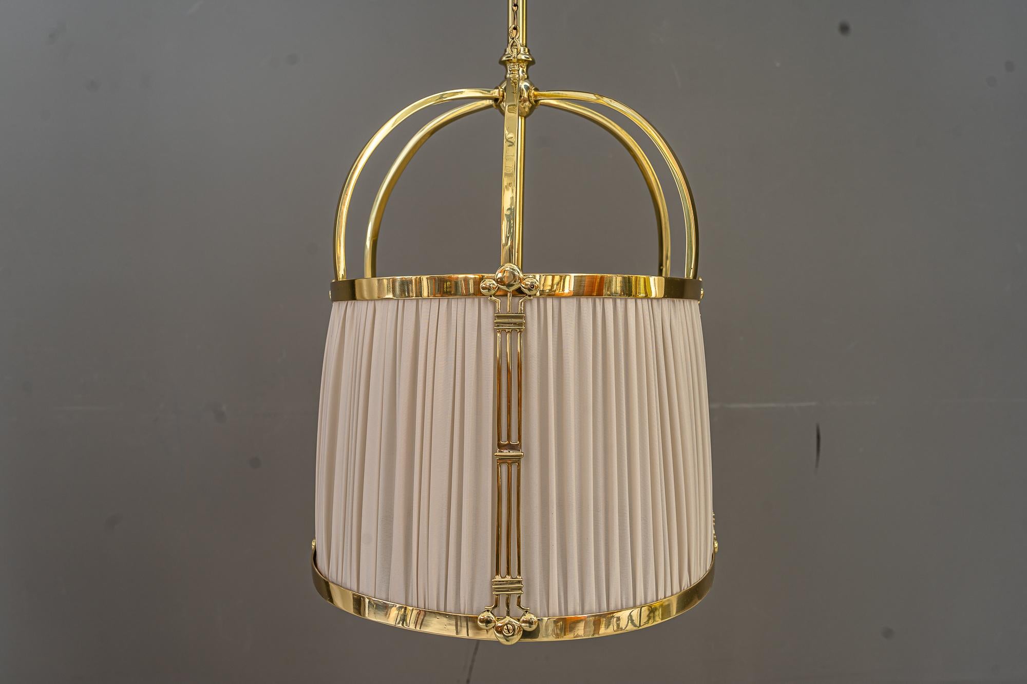 Raro lampadario Art Deco regolabile con paralume in tessuto degli anni '20 circa in vendita 5