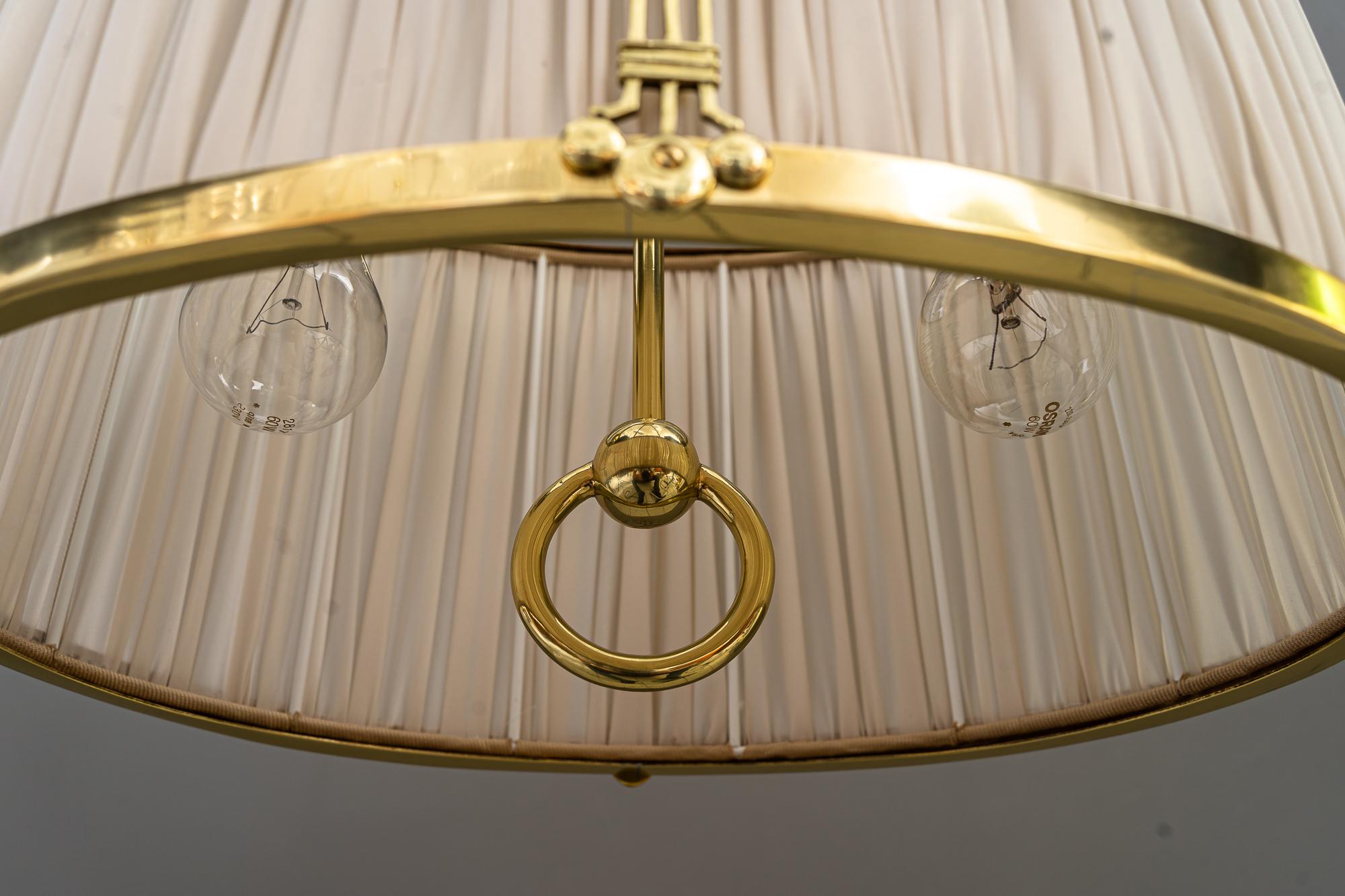 Rare Adjustable Art Deco Chandelier with Fabric Shade Around 1920s For Sale 7