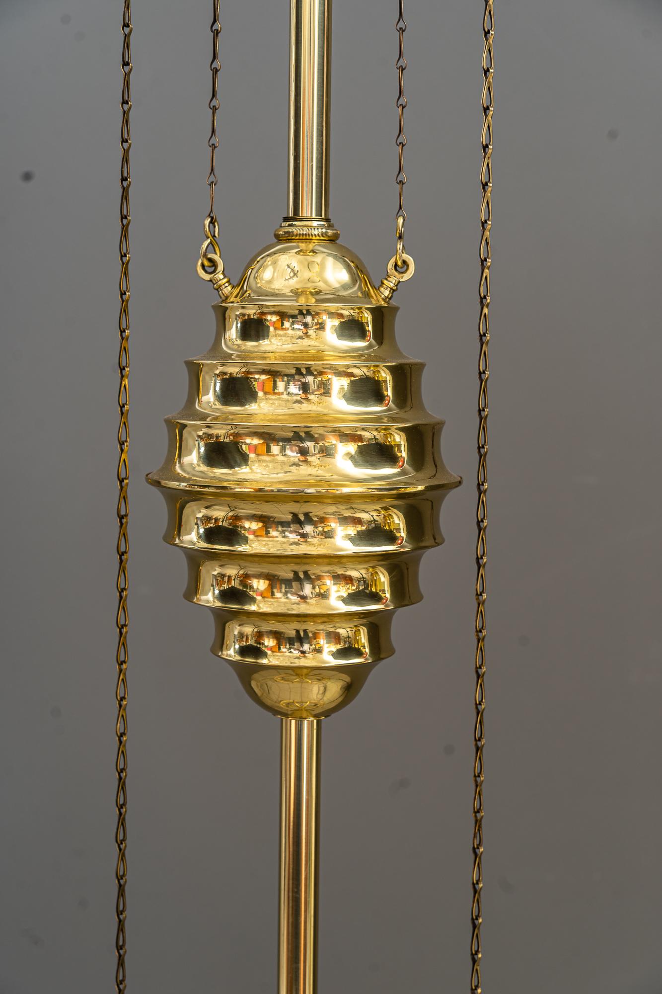 Laccato Raro lampadario Art Deco regolabile con paralume in tessuto degli anni '20 circa in vendita