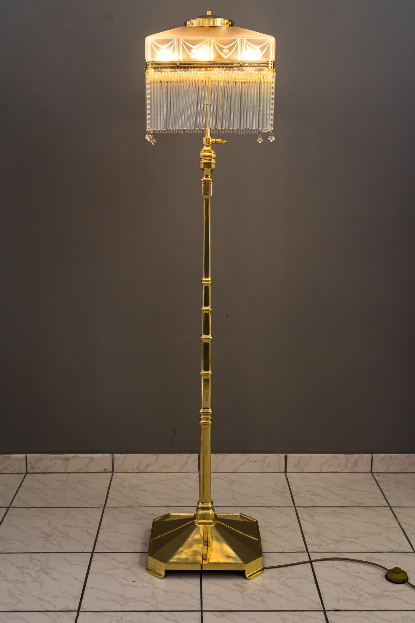 Rare Adjustable Art Deco Floor Lamp with Original Etched Glass Shade, 1920s 8