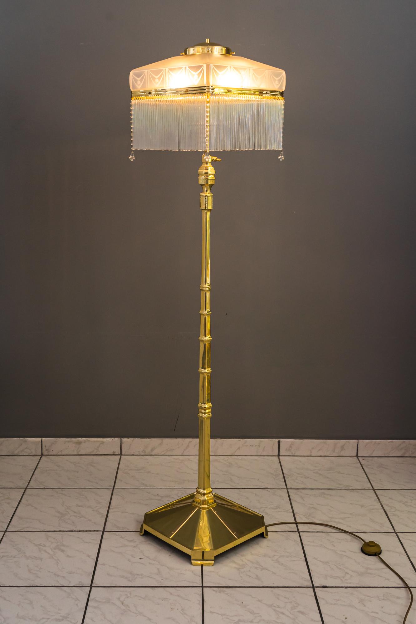 Rare Adjustable Art Deco Floor Lamp with Original Etched Glass Shade, 1920s 9