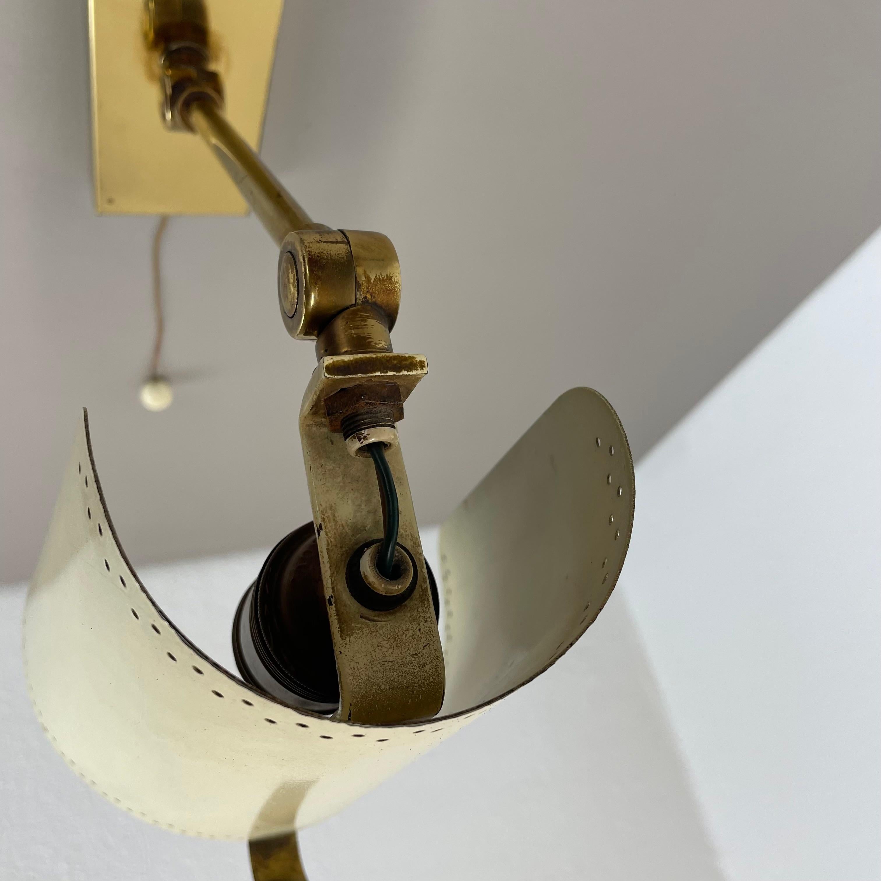 rare adjustable Brass Stilnovo Style Theatre Wall Ceiling Light, Italy 1950s For Sale 4