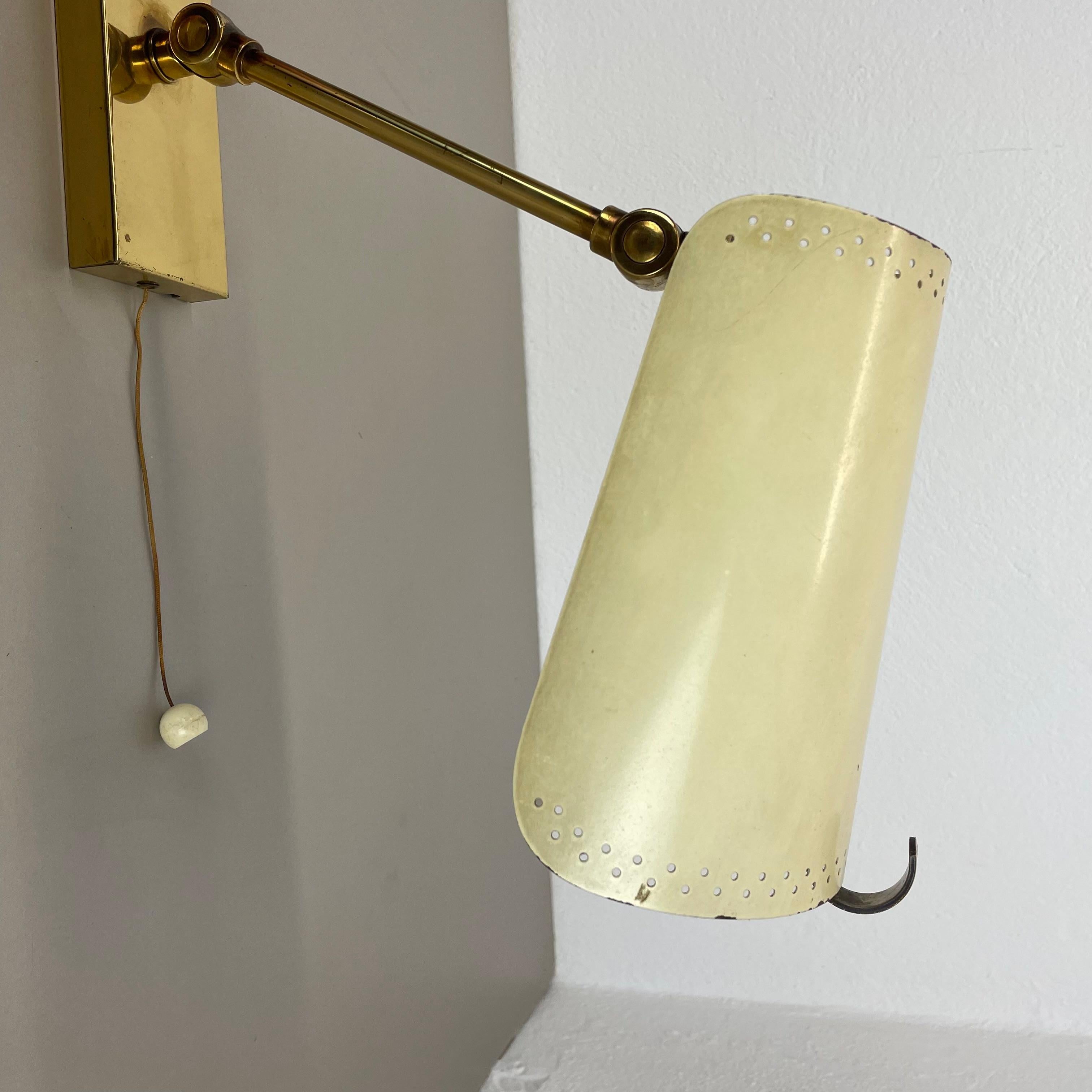 rare adjustable Brass Stilnovo Style Theatre Wall Ceiling Light, Italy 1950s For Sale 6