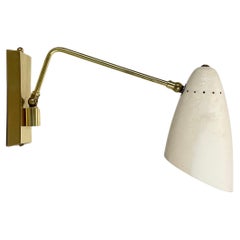 rare adjustable Brass Stilnovo Style Theatre Wall Ceiling Light, Italy 1950s