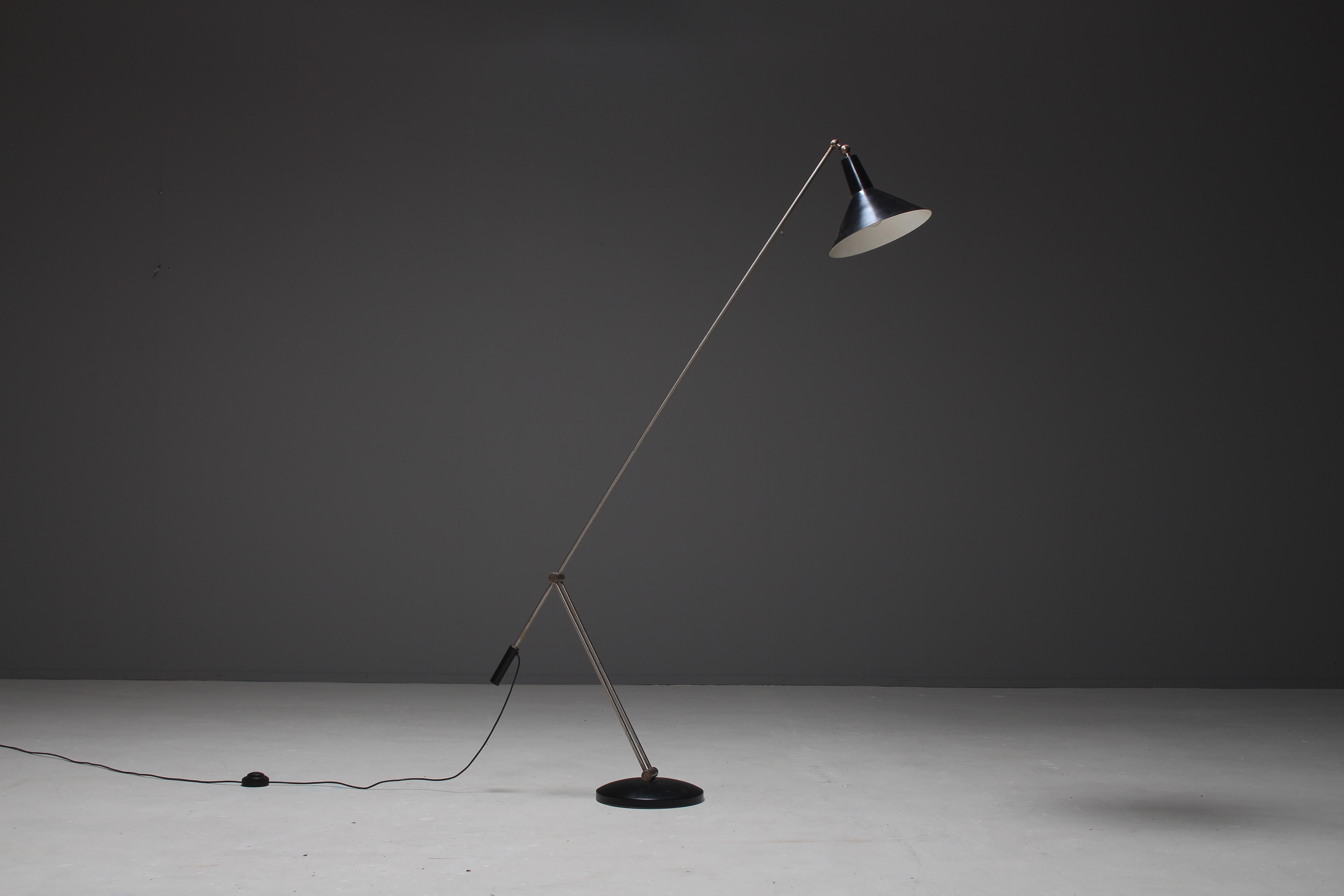 European Rare Adjustable Floor Lamp by J.J.M. Hoogervorst for Anvia, the Netherlands For Sale