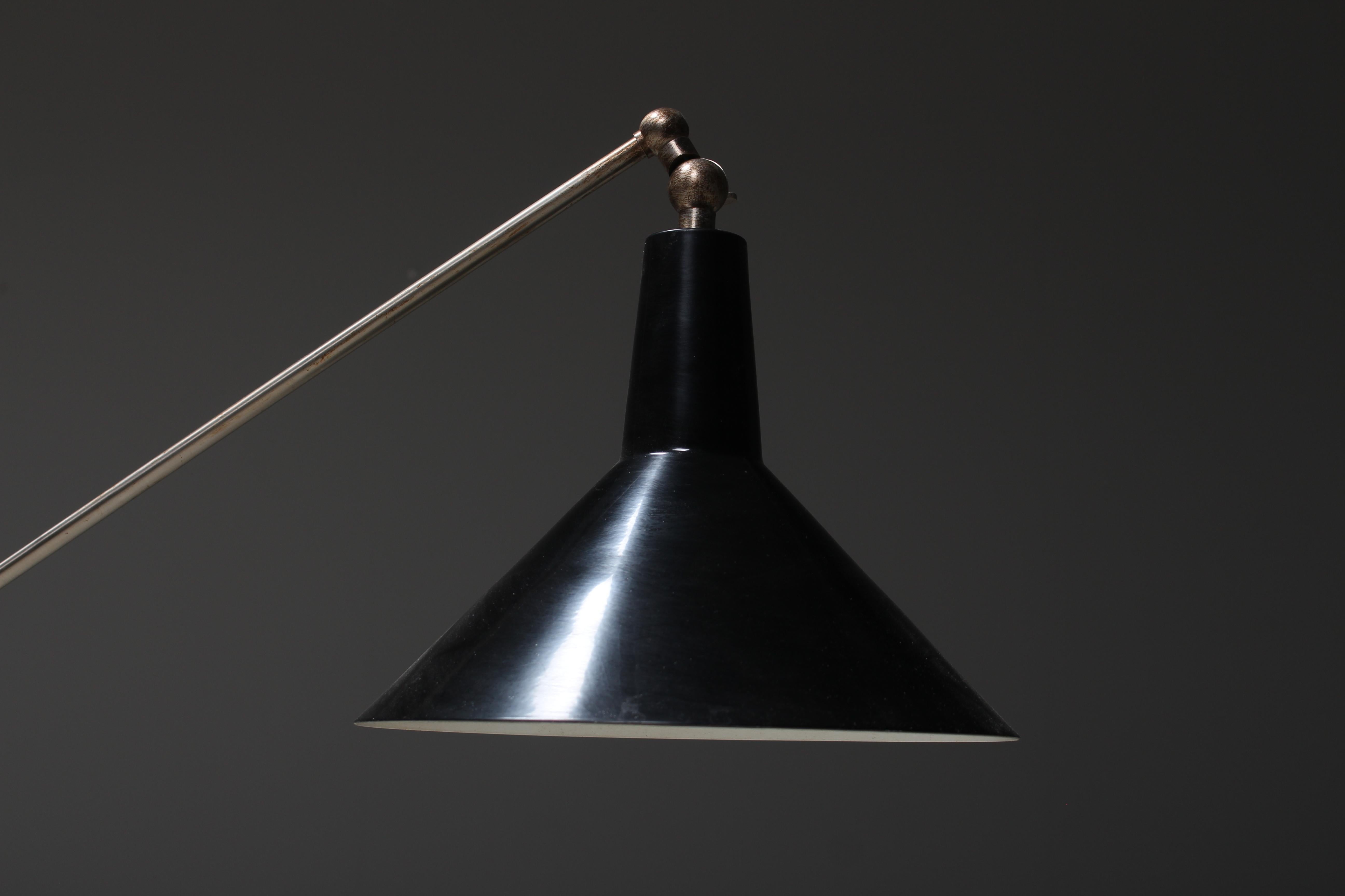 Aluminum Rare Adjustable Floor Lamp by J.J.M. Hoogervorst for Anvia, the Netherlands For Sale