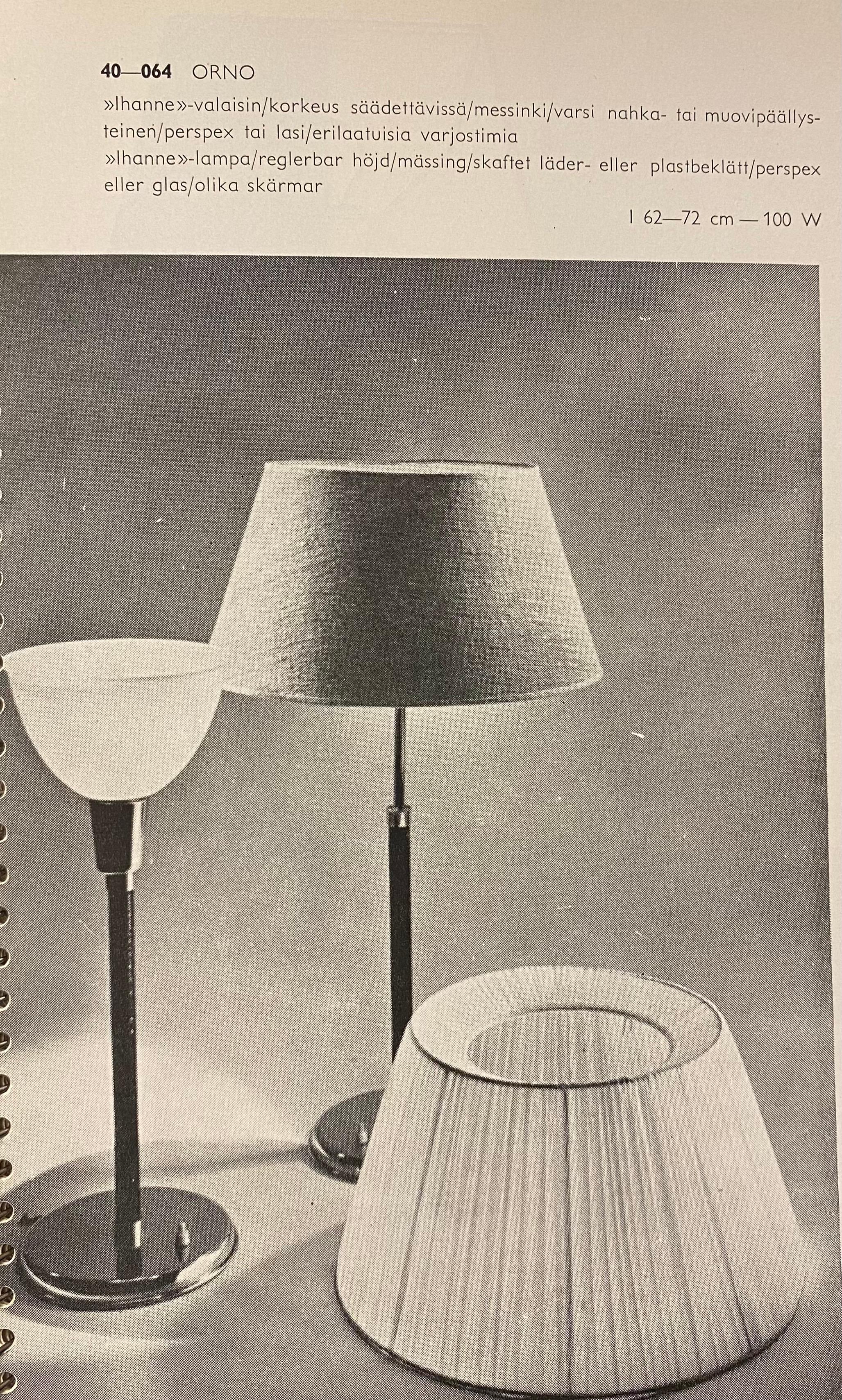 Plastic Rare Adjustable Lisa Johansson-Pape Black & Brass Ihanne Table Lamp, Orno 1950s For Sale