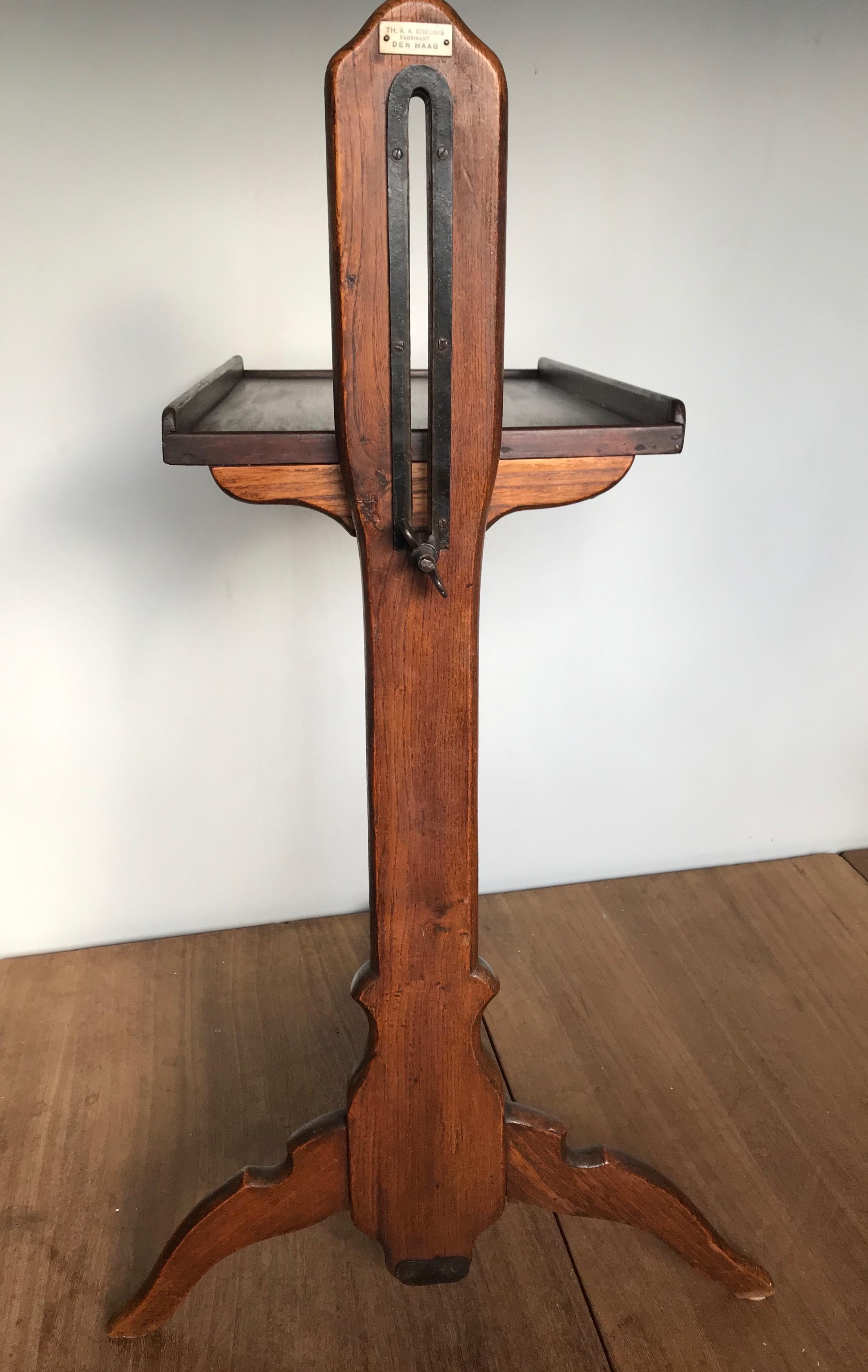 Rare & Adjustable Oak Bed Serving or Reading Table / Stand from the Early 1900s 4