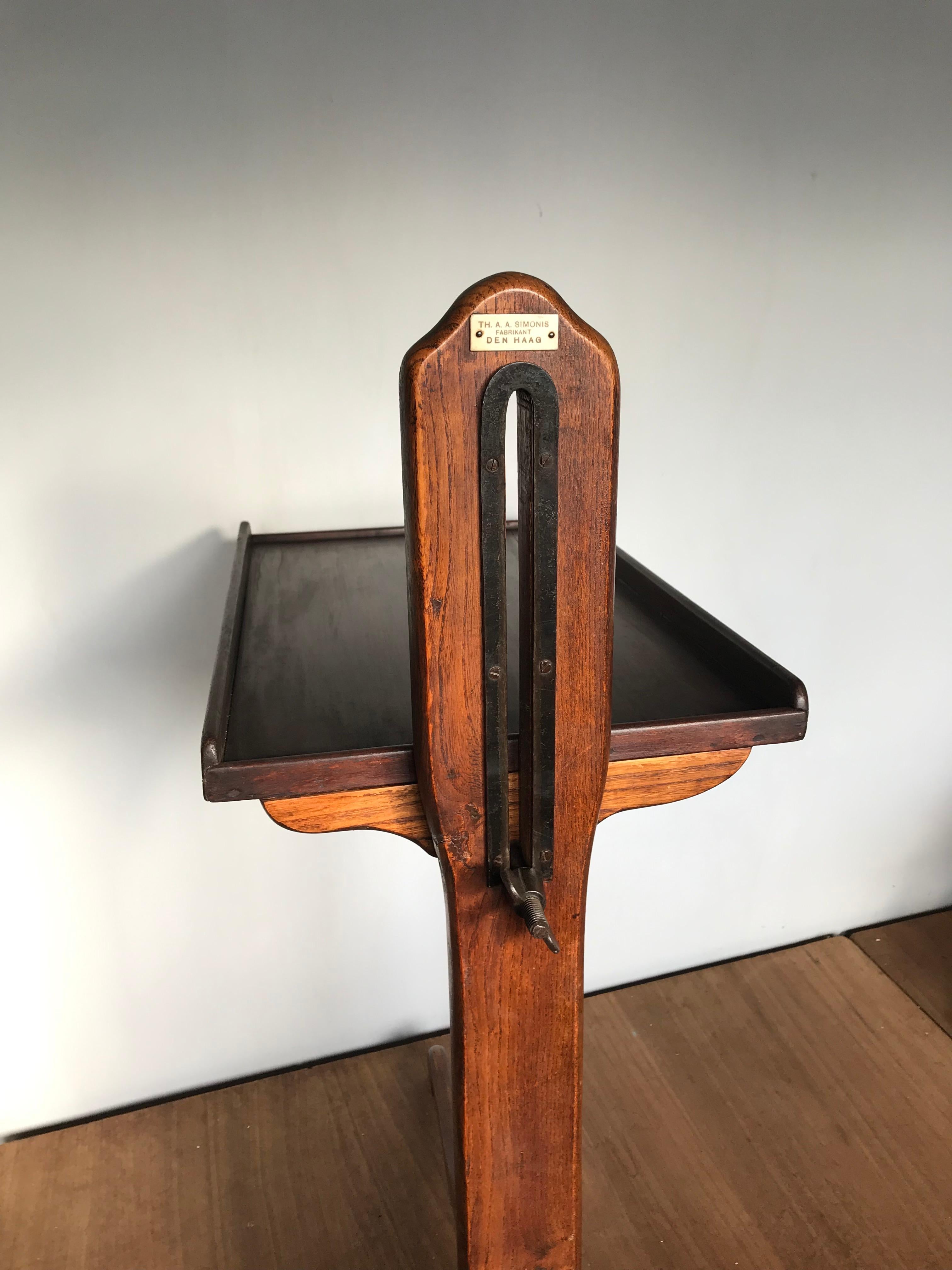 Rare & Adjustable Oak Bed Serving or Reading Table / Stand from the Early 1900s 6