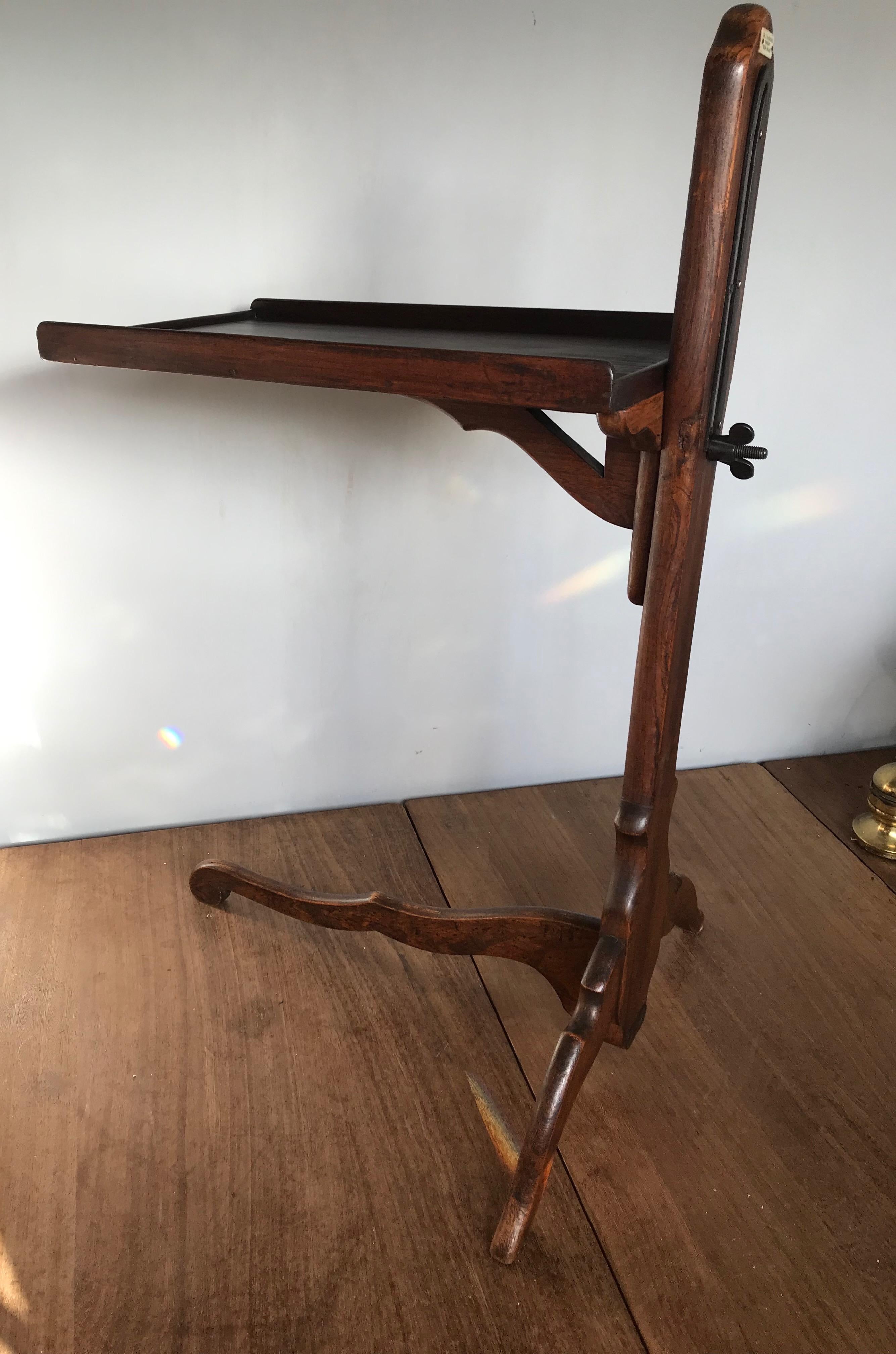 Rare & Adjustable Oak Bed Serving or Reading Table / Stand from the Early 1900s 7