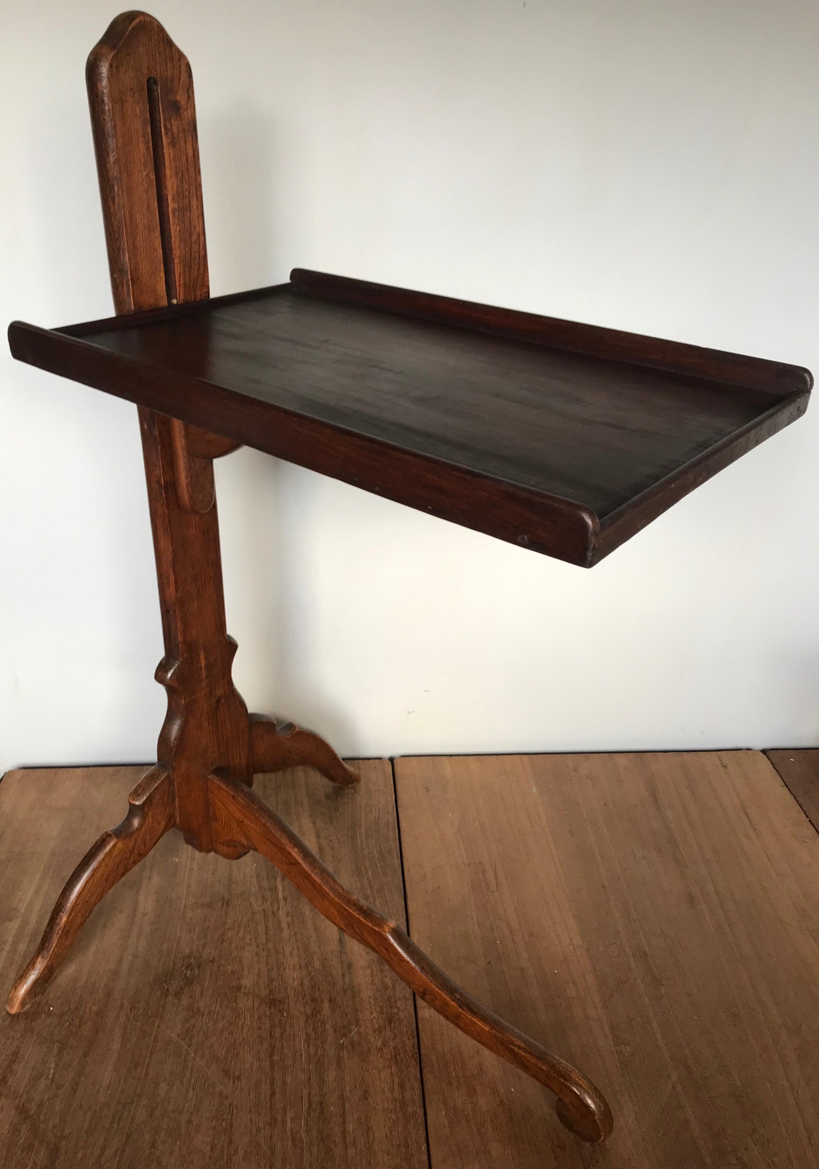 Rare & Adjustable Oak Bed Serving or Reading Table / Stand from the Early 1900s 8