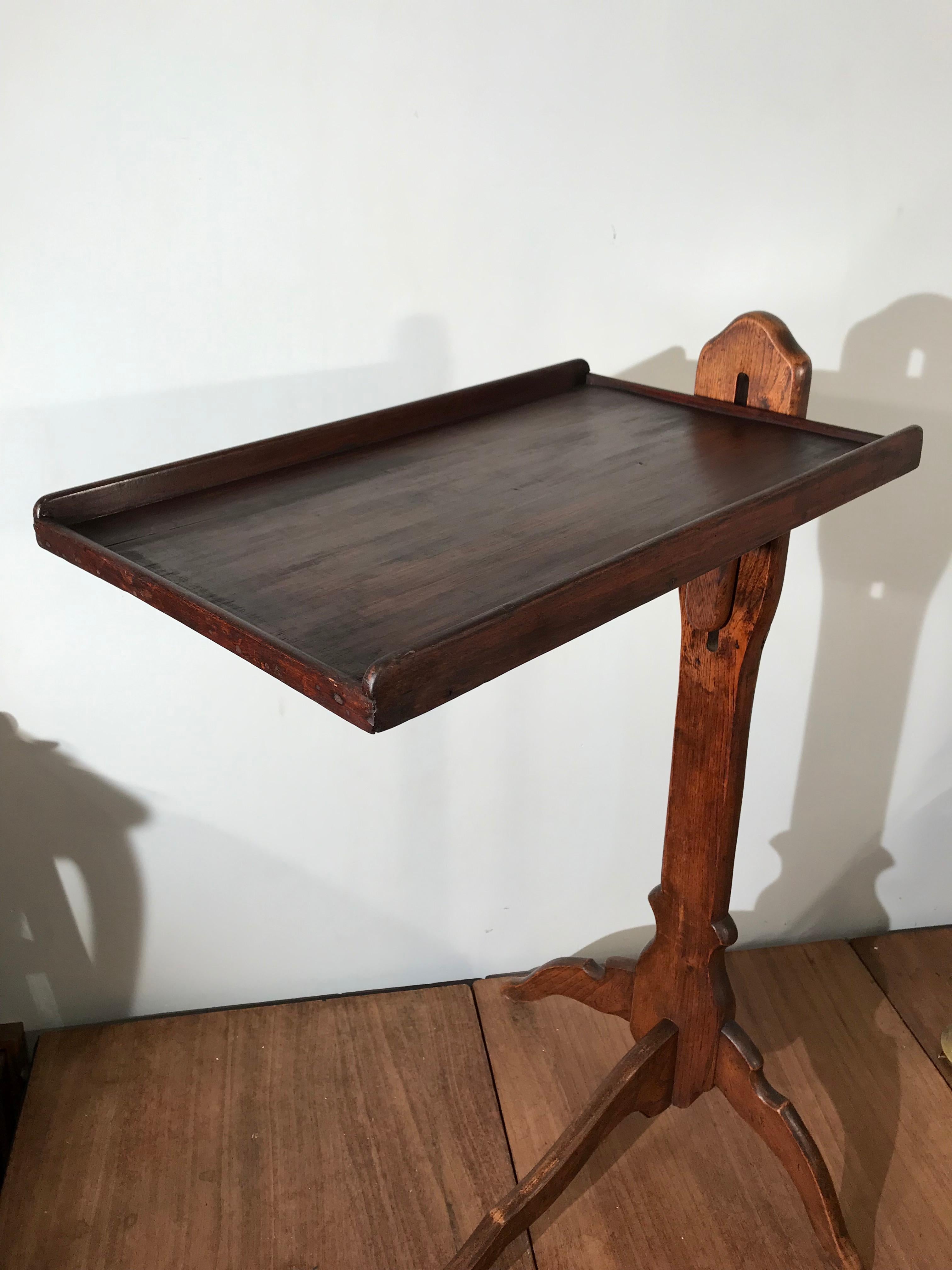 Arts and Crafts Rare & Adjustable Oak Bed Serving or Reading Table / Stand from the Early 1900s