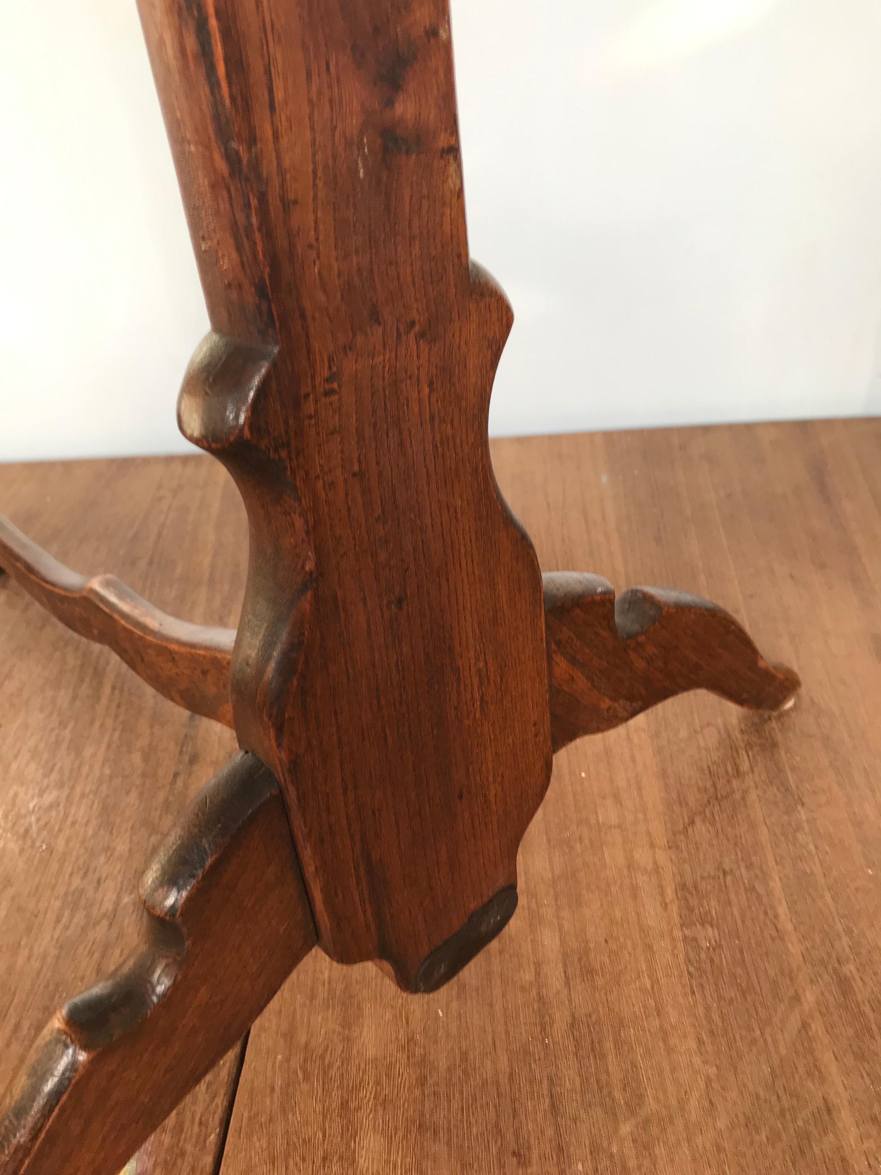 Hand-Crafted Rare & Adjustable Oak Bed Serving or Reading Table / Stand from the Early 1900s