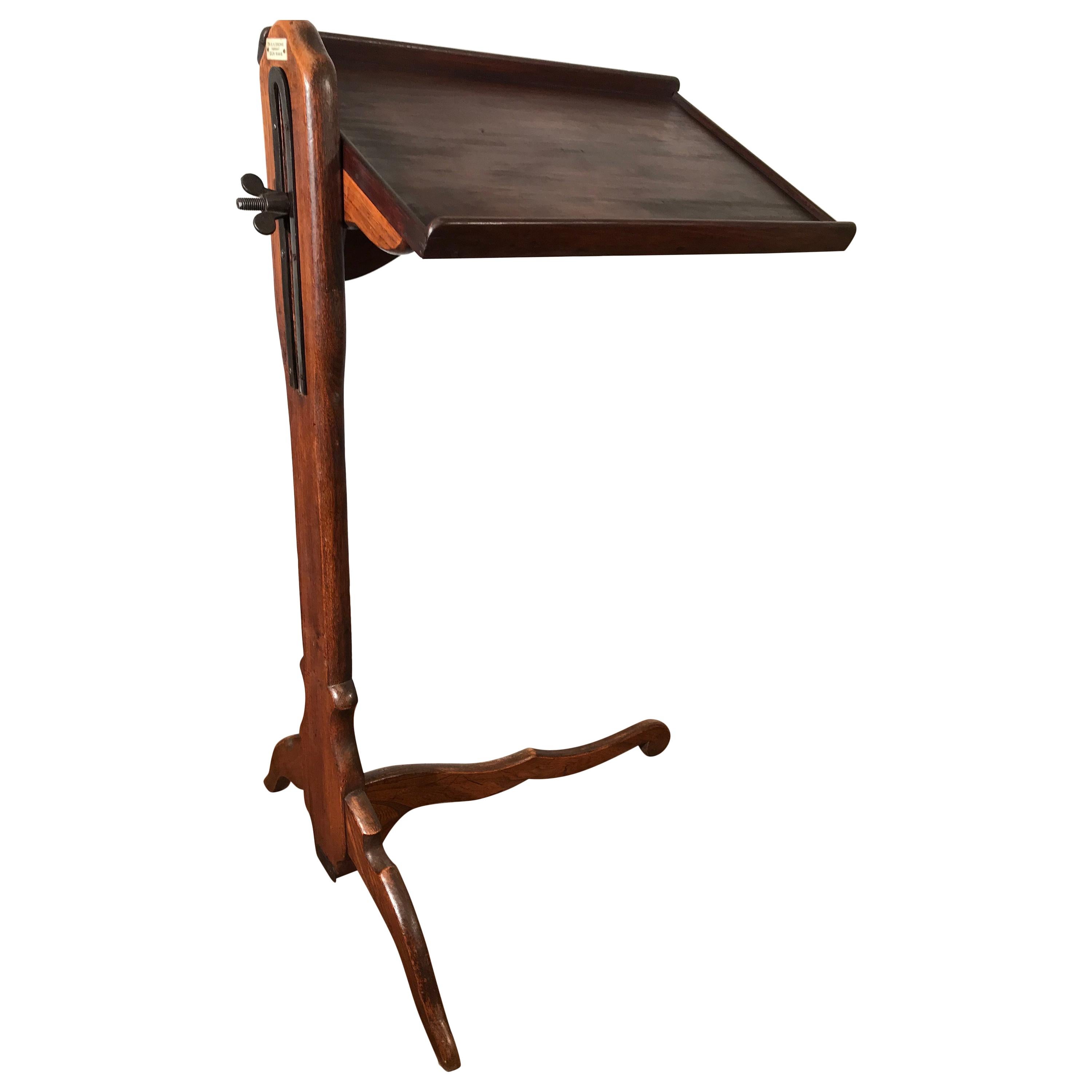 Rare & Adjustable Oak Bed Serving or Reading Table / Stand from the Early 1900s