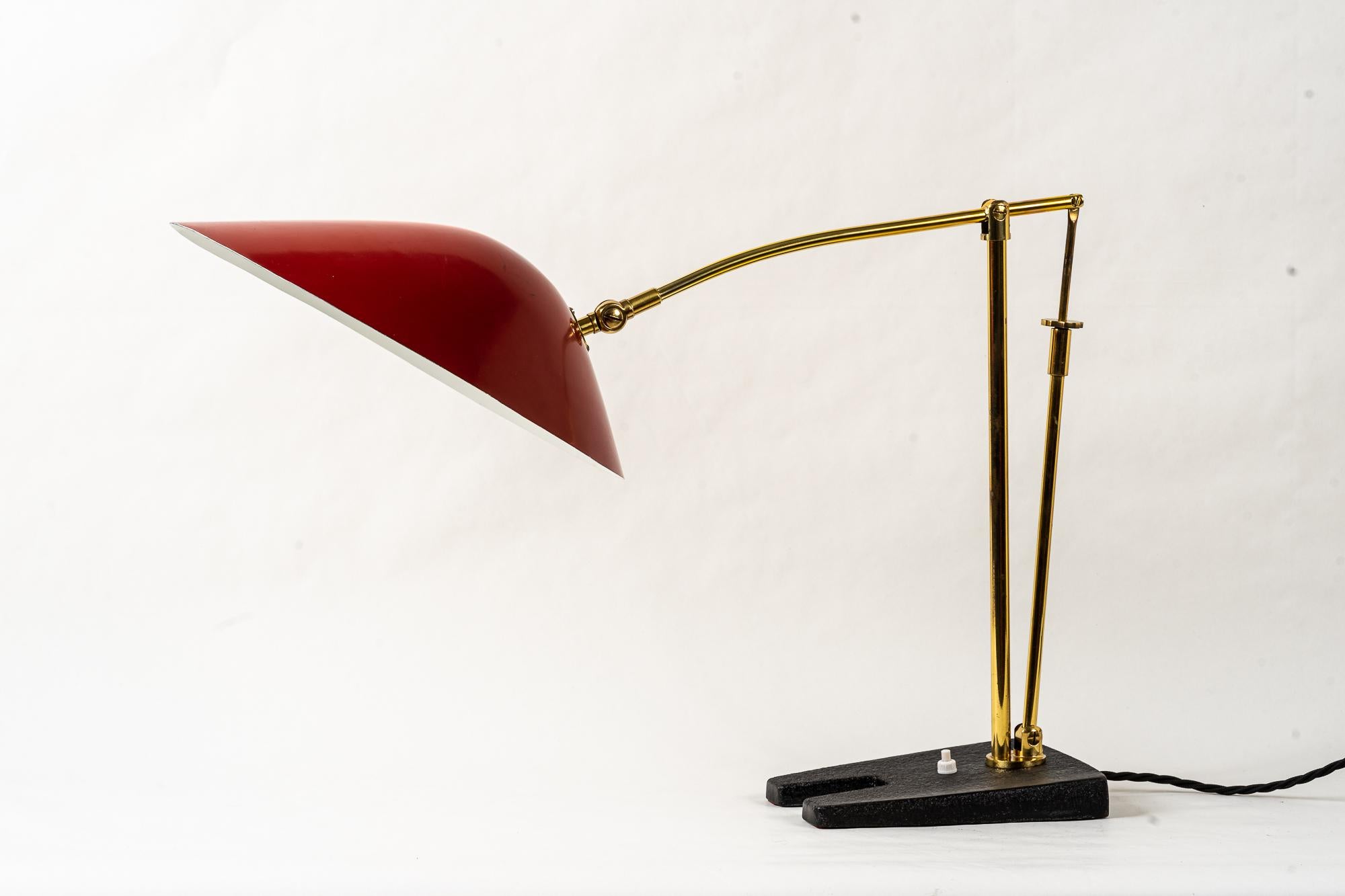 Rare adjustable Rupert Nikoll table lamp vienna around 1950s
Hight is adjustable in different positions 
the shade is adjustable separatly
Original condition.