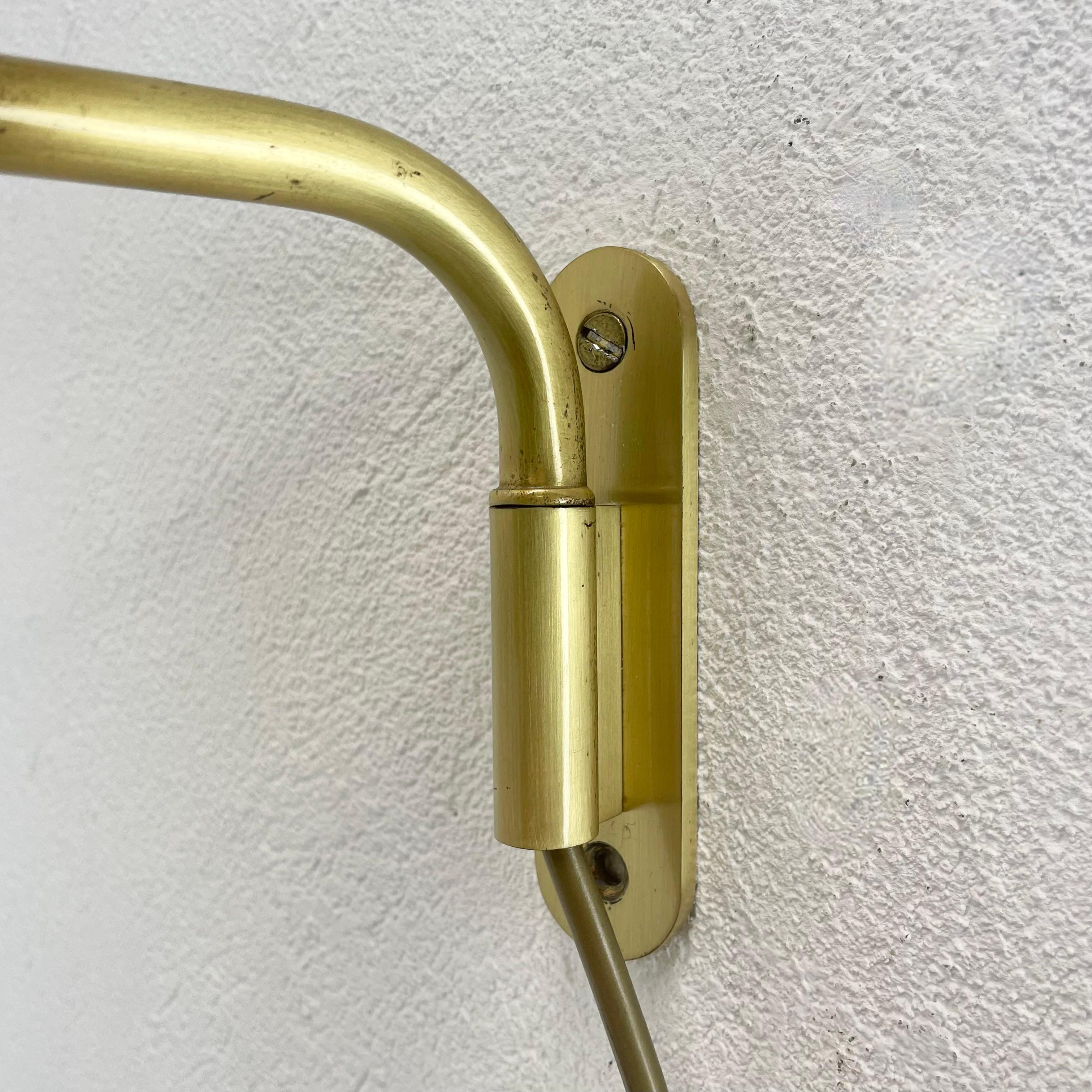 Metal rare adjustable solid Brass Stilnovo Style Theatre spot Wall Light, Italy 1970s For Sale