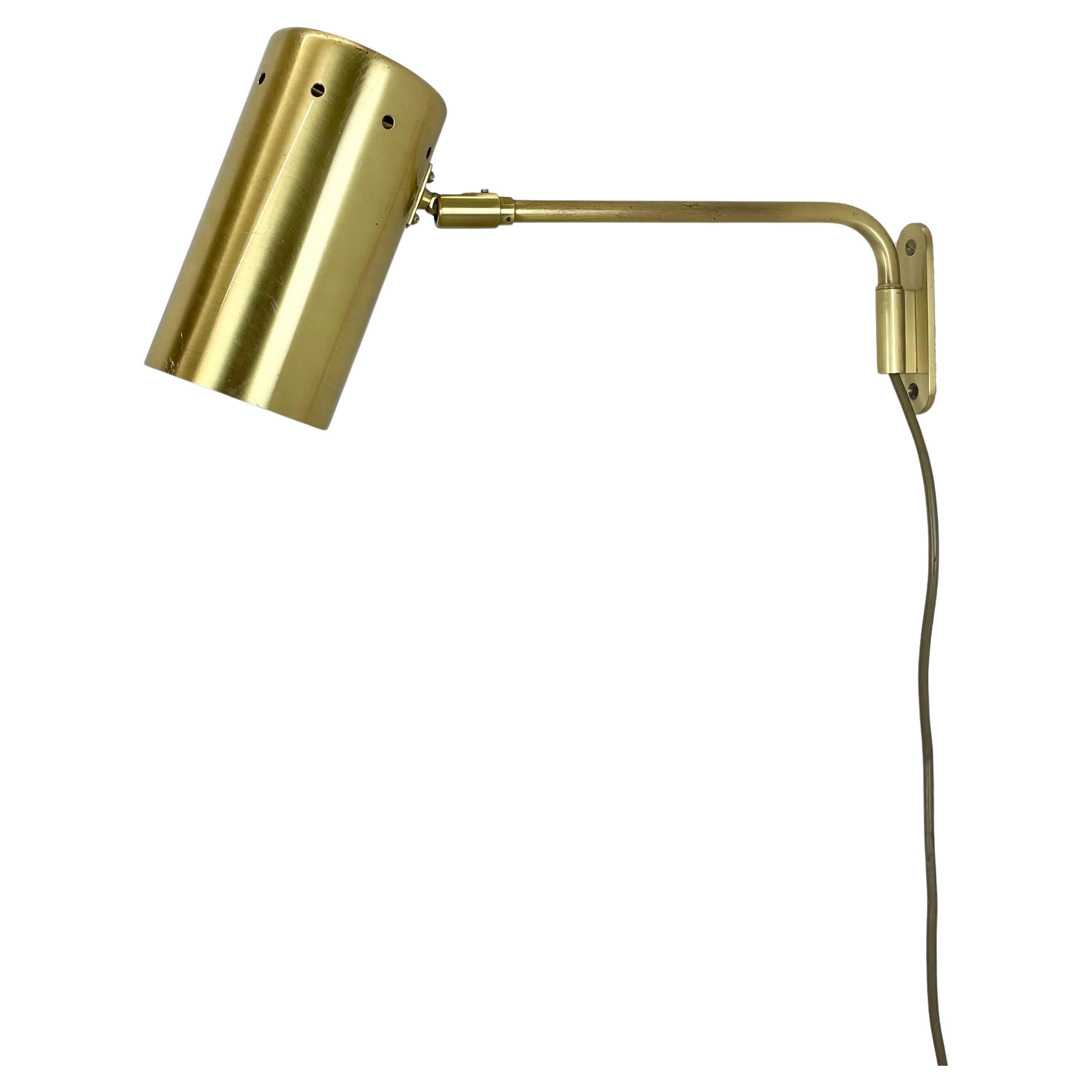 rare adjustable solid Brass Stilnovo Style Theatre spot Wall Light, Italy 1970s