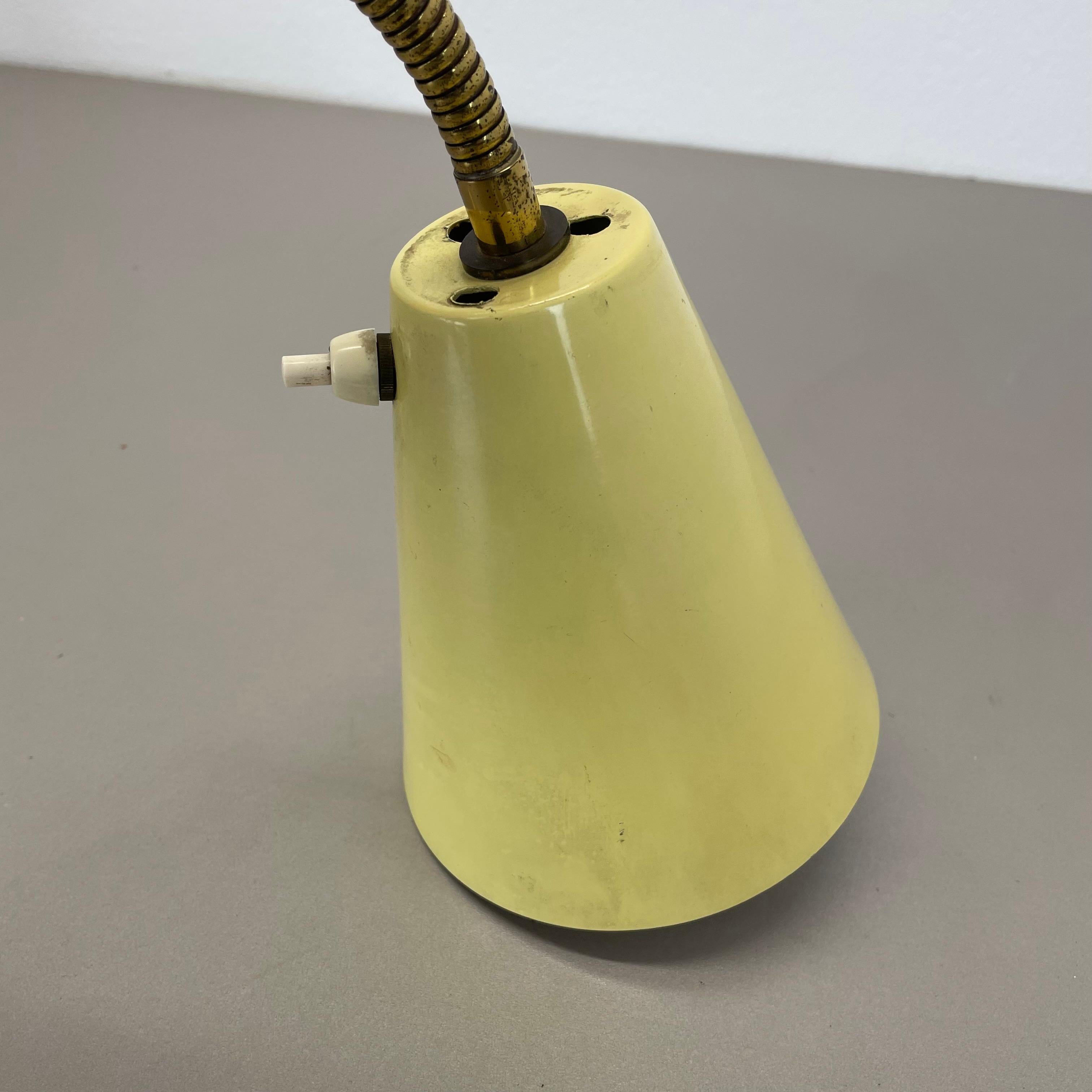 rare adjustable yellow metal Brass Stilnovo Style Wall Ceiling Light, Italy 1950 For Sale 7