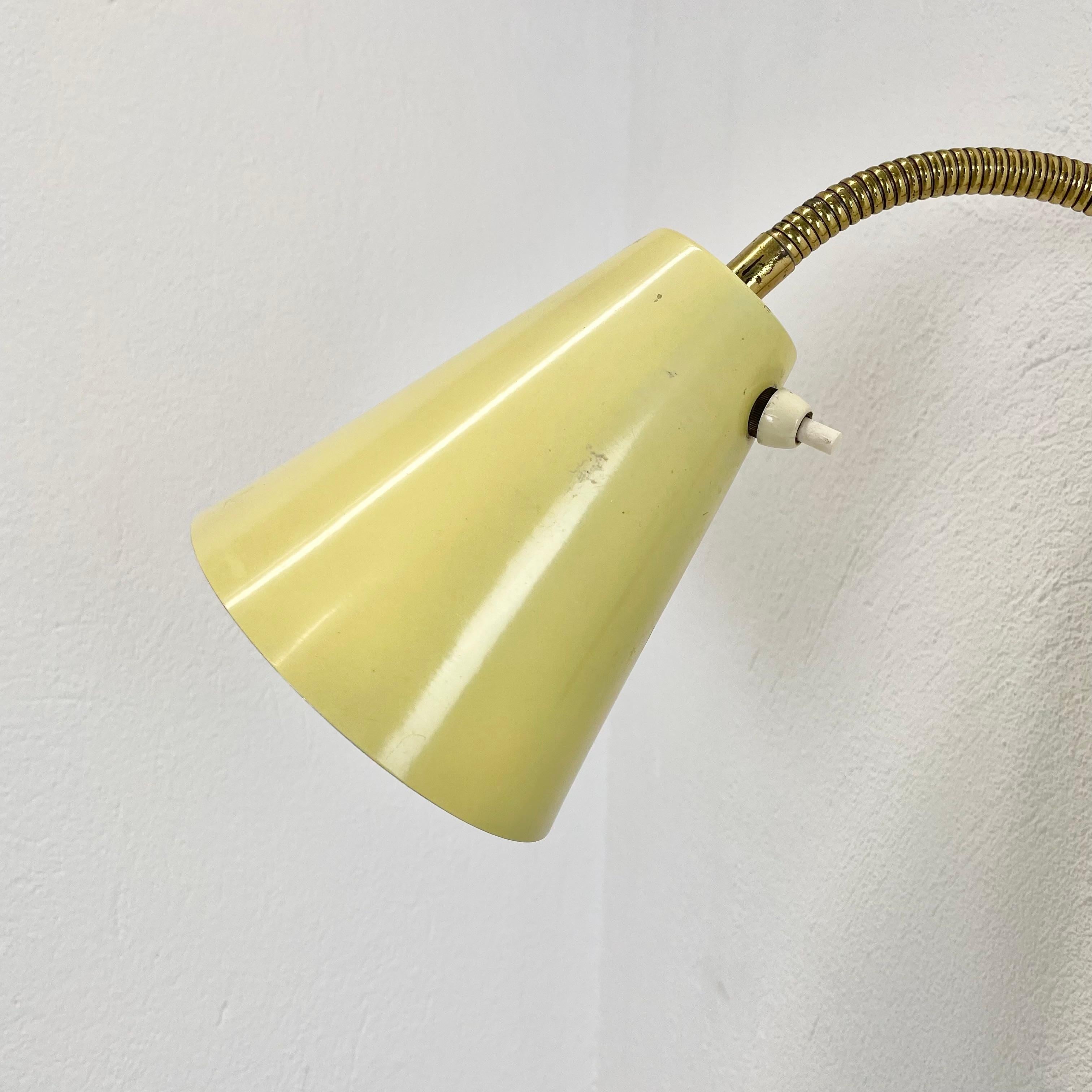 Mid-Century Modern rare adjustable yellow metal Brass Stilnovo Style Wall Ceiling Light, Italy 1950 For Sale