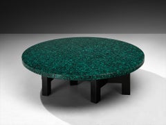 Rare Ado Chale Round Coffee Table with Mosaic Top in Malachite