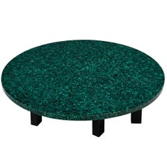 Rare Ado Chale Round Coffee Table with Mosaic Top in Malachite