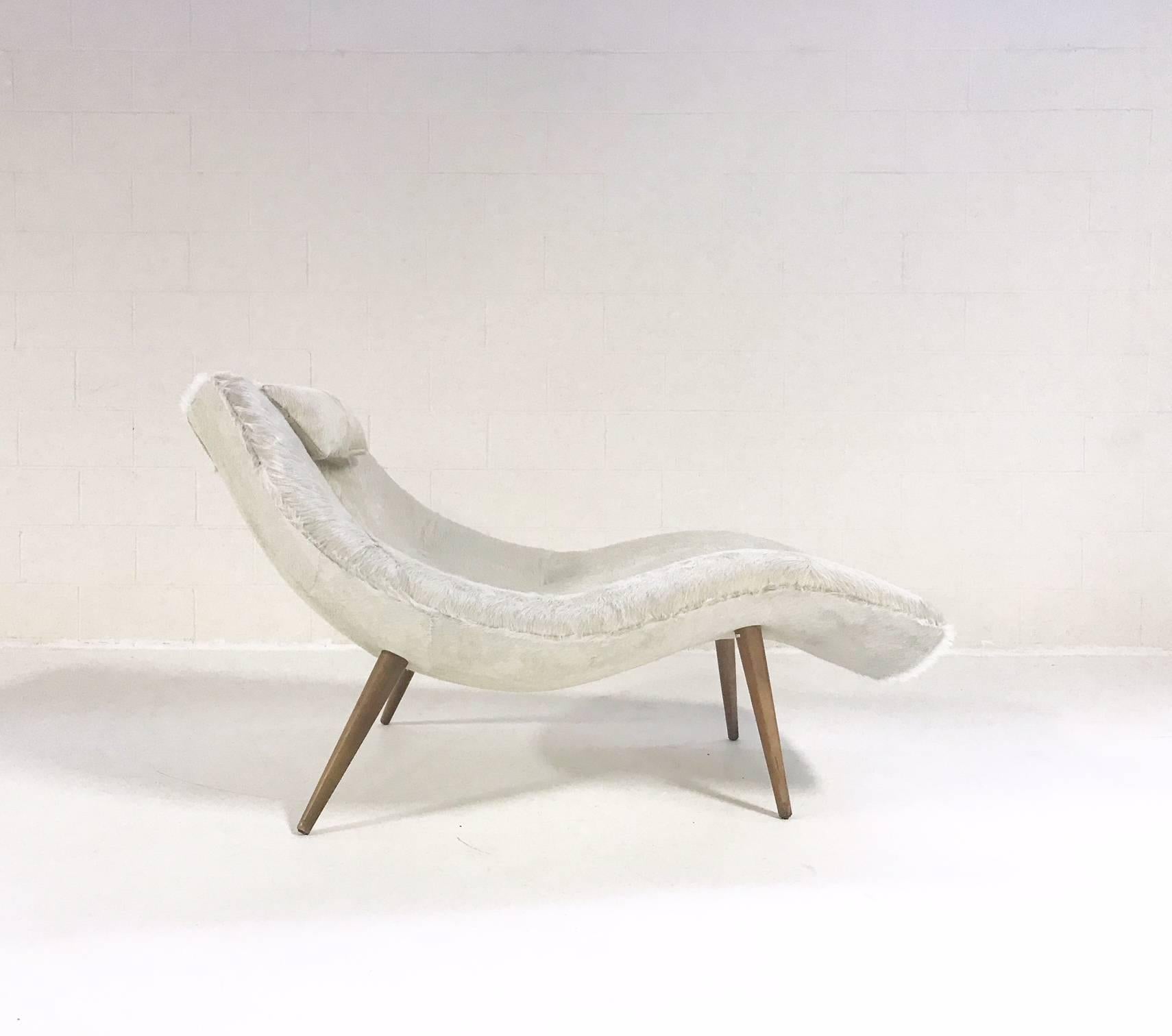 Mid-Century Modern Rare Adrian Pearsall 1828 C Chaise Lounge Chair Restored in Ivory Cowhide
