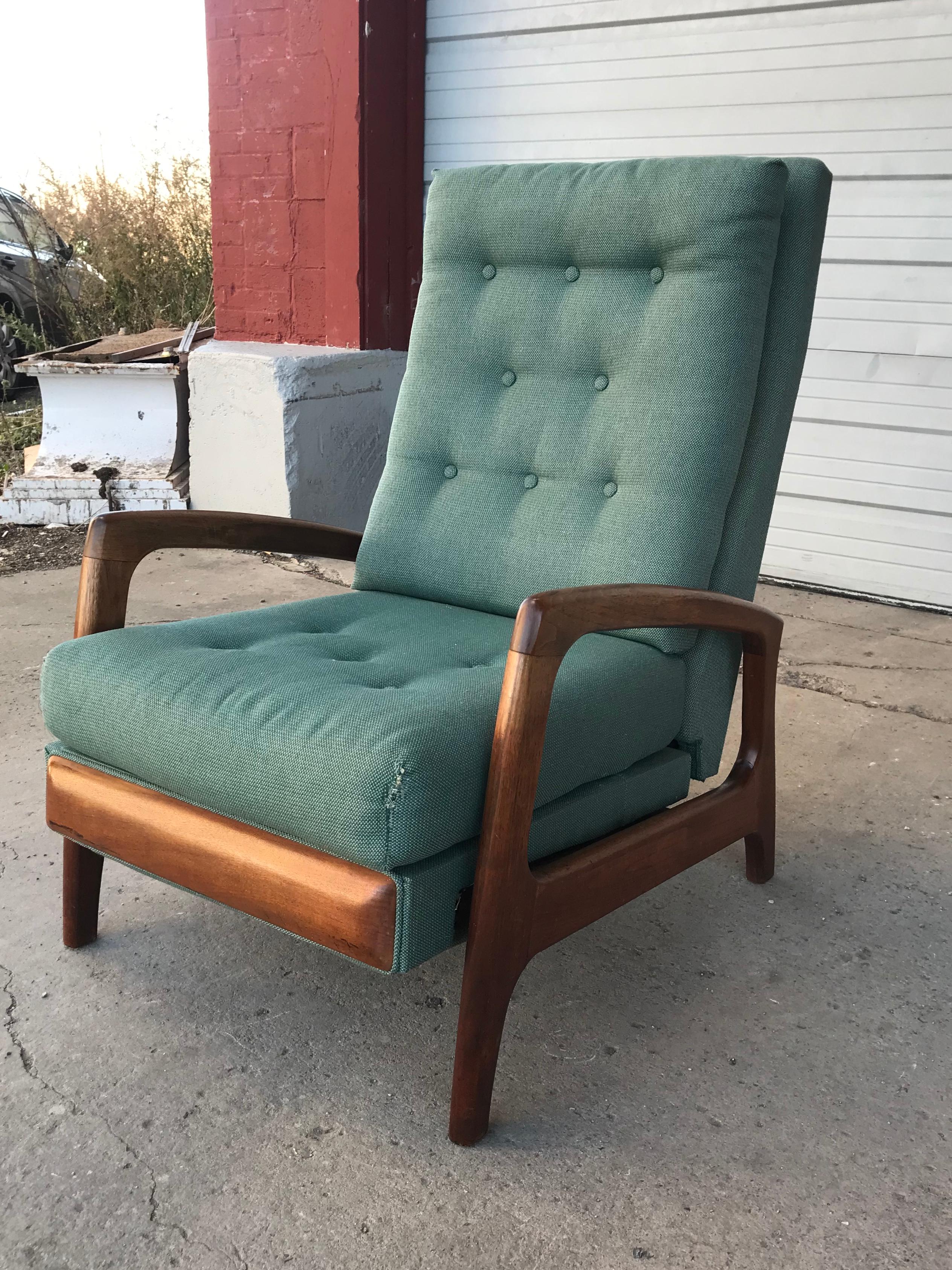 Rare Adrian Pearsall Midcentury Highback Recliner / Lounge Chair In Good Condition In Buffalo, NY