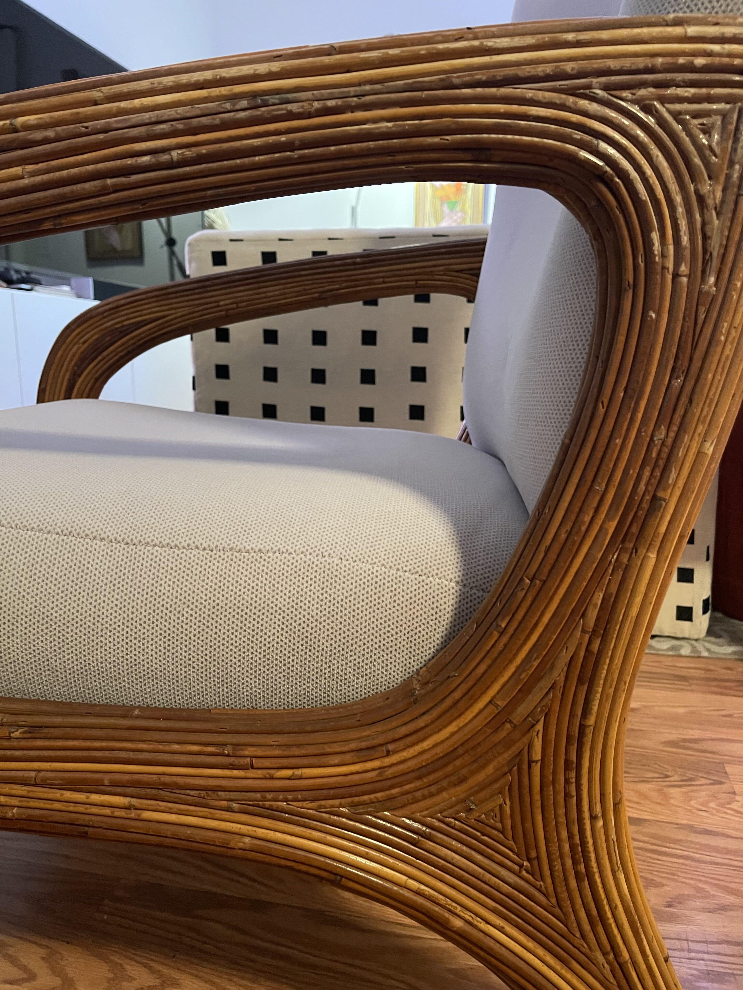 Rare Adrian Pearsall Split Reed Wing Chair In Good Condition For Sale In Ponte Vedra Beach, FL