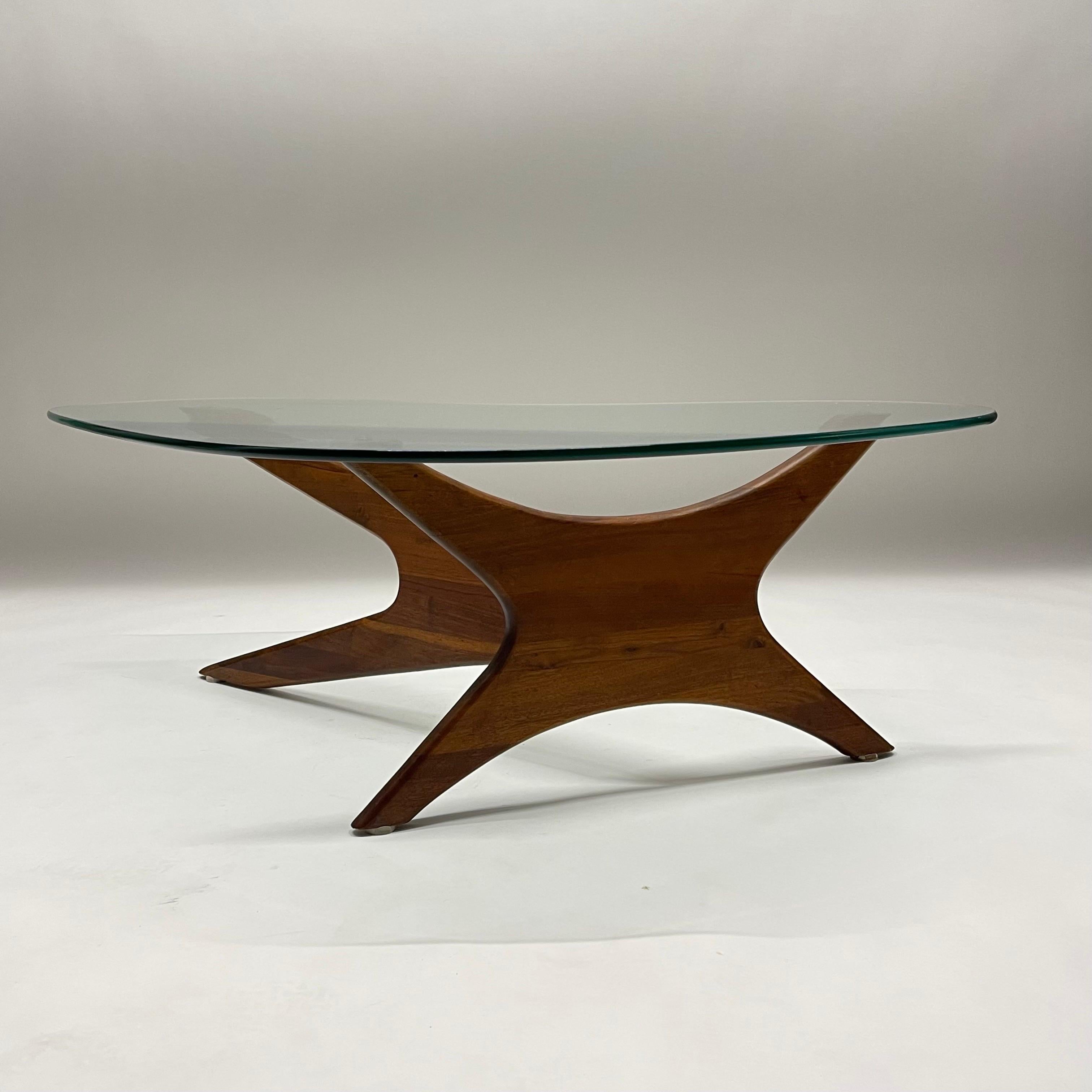 Rare Adrian Pearsall Walnut and Glass Biomorphic Kidney Coffee or Cocktail Table 3