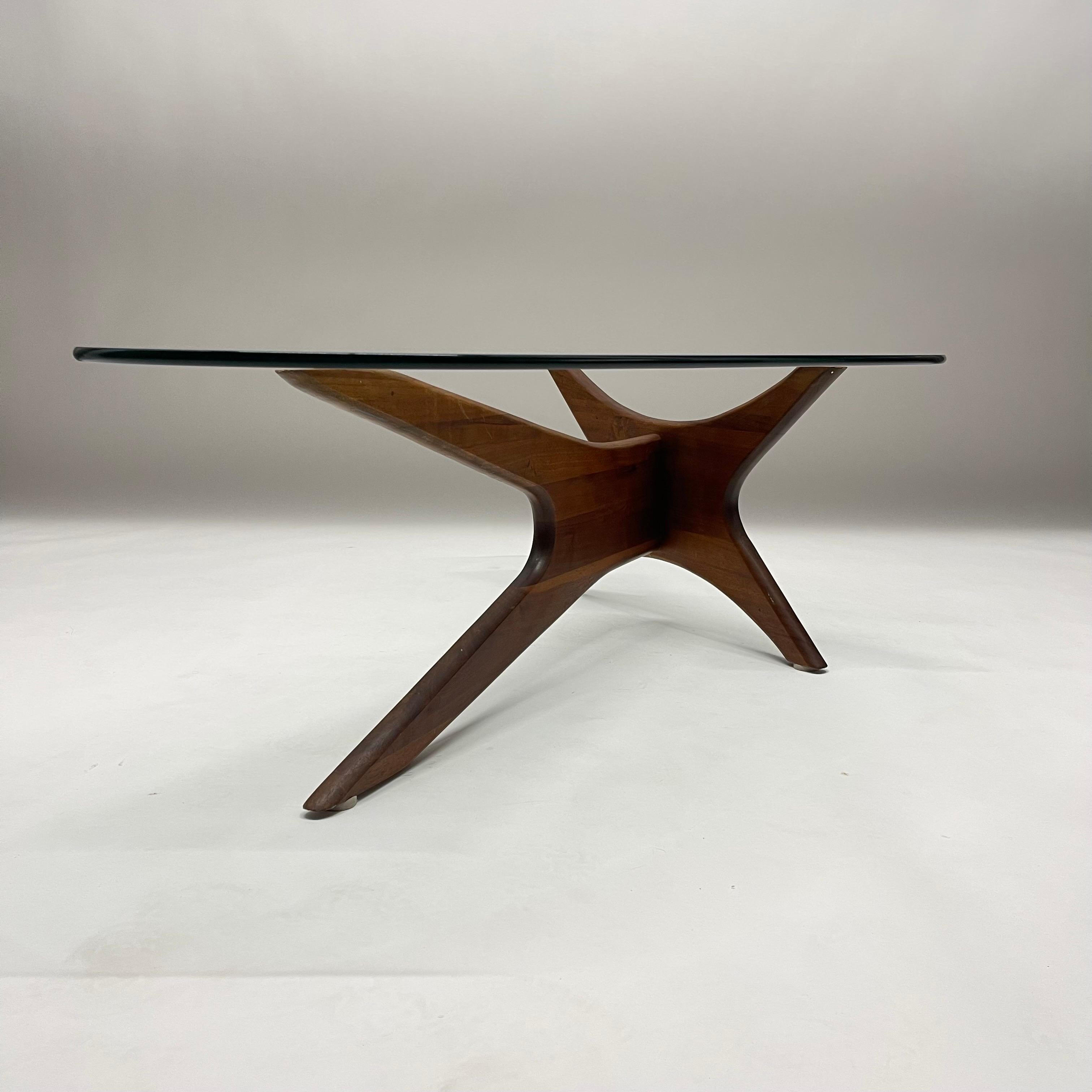 Rare Adrian Pearsall Walnut and Glass Biomorphic Kidney Coffee or Cocktail Table 5